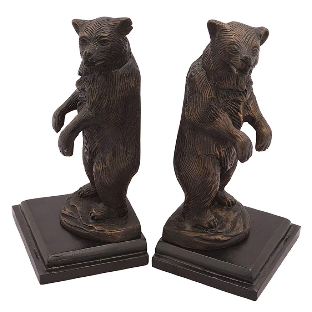SPI Home Growling Bear Bookends Set of 2 - Rustic Animal Decor for Bookshelves, Office & Home Library - Perfect Gift for Book Lovers & Wildlife Enthusiasts