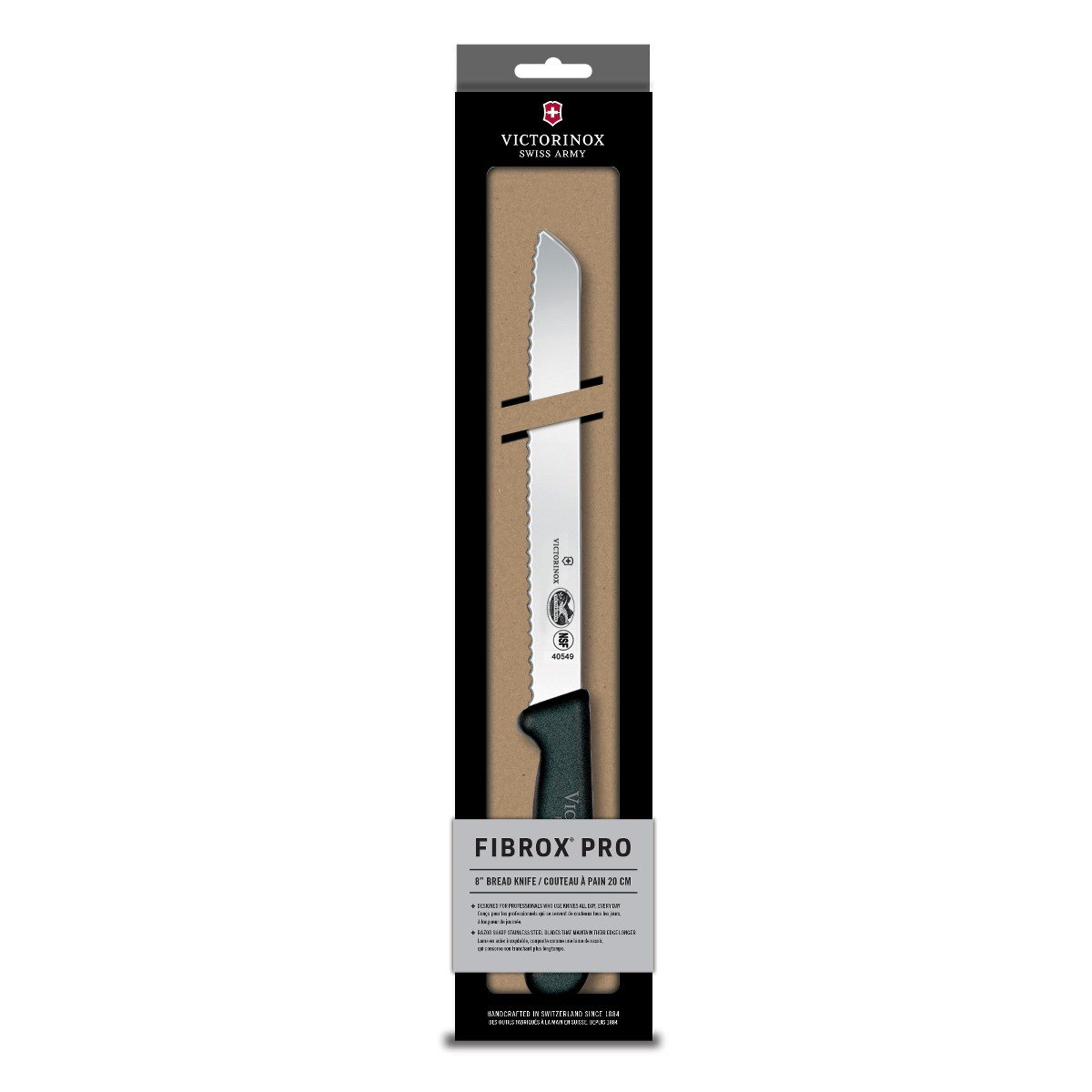 Victorinox Swiss Army 8-Inch Serrated Bread Knife with Non-Slip Fibrox Handle - Perfect for Slicing Bread, Cakes & Pastries - Ideal for Home Kitchens & Bakeries (Model 47549)