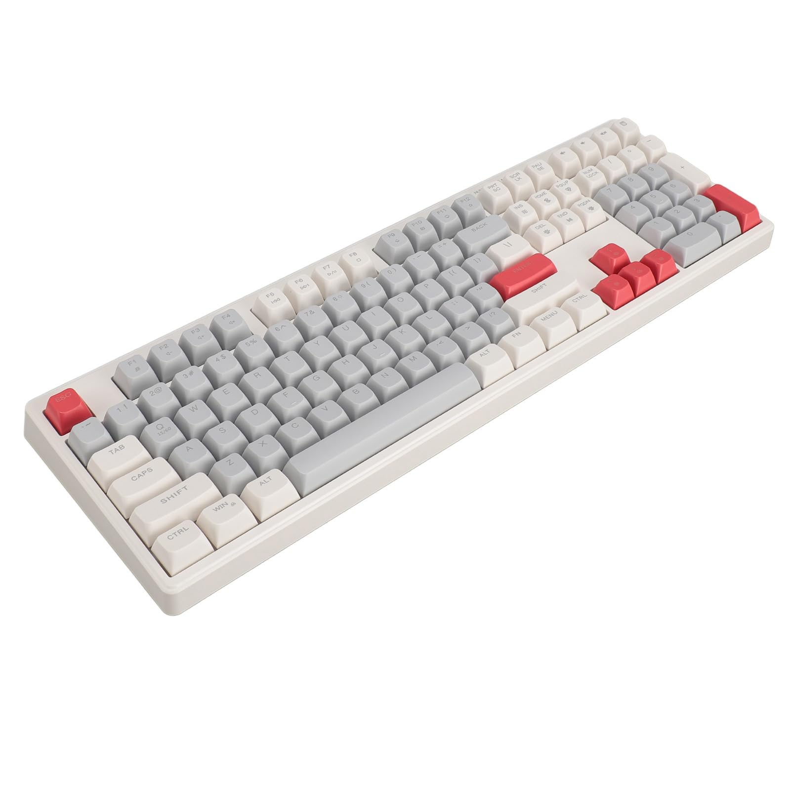 Yunseity RGB Backlit Wired Gaming Keyboard - 8 Color Light Modes, 108 Keys Mechanical Feel (Gray/White/Red) for PC, Laptop, Office & Home Gaming Setup