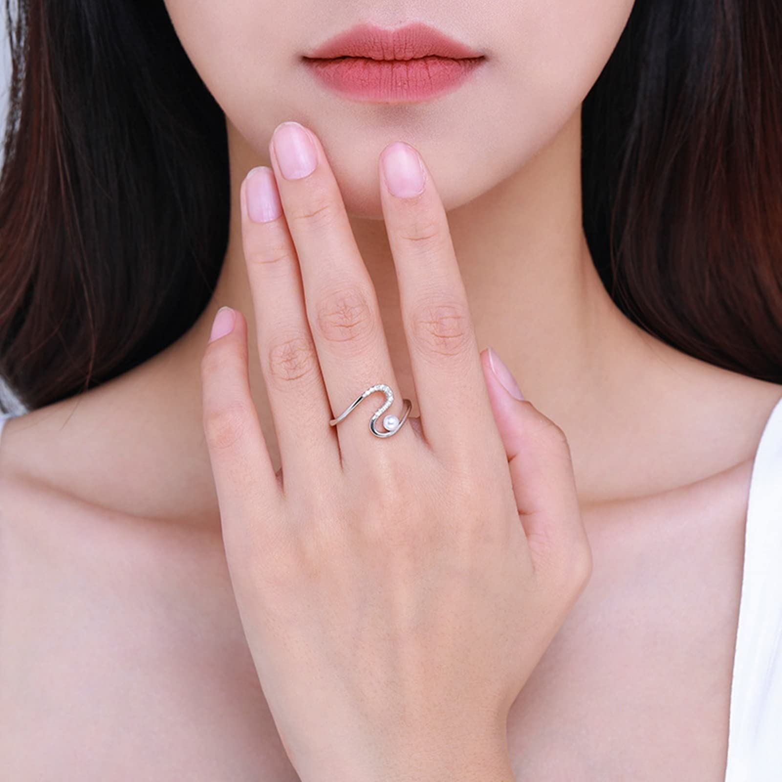 Promise Rings for Women S925 Silver, Diamond & Pearl Wedding Bands - Elegant Zircon Engagement Rings for Girlfriend, Anniversary Gifts | Perfect for Proposals, Valentines Day & Special Occasions