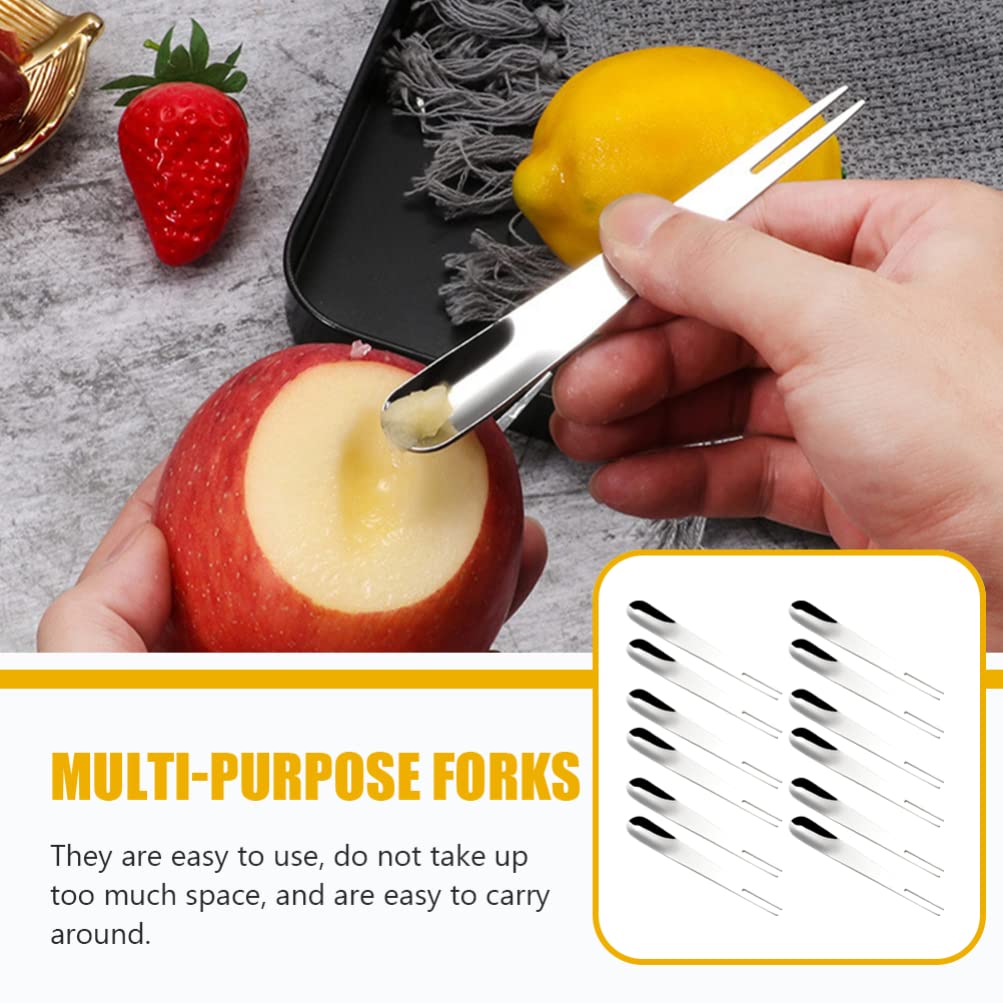 Hemoton 24-Piece Stainless Steel Fruit Forks Set - Dual Purpose Appetizer & Dessert Forks for Cake, Salad, Fruit - Perfect for Home, Restaurant & Party Use