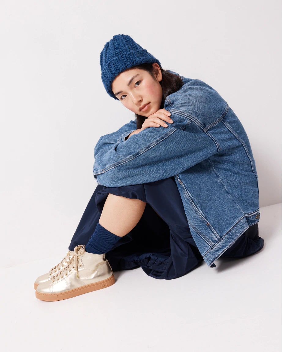 Saturn Returns High Top Sneakers for Women - Fashion Gold Metallic Platform Shoes | Perfect for Streetwear, Casual Outfits & Retro Fashion