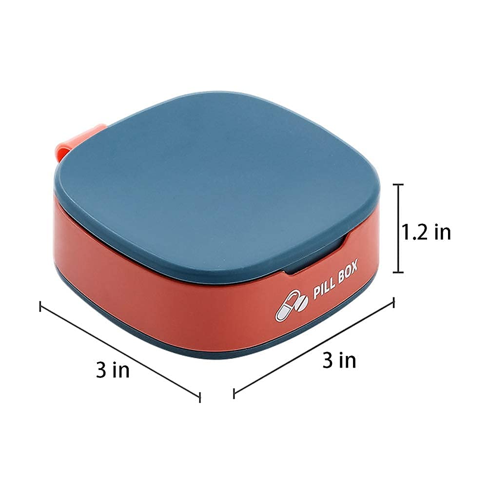 4 Compartment Pill Organizer - Portable Travel Pill Case for Daily Vitamins & Medicine - Small Cute Pill Box for Purse, Pocket & Travel (Blue, 1PCS) - Perfect for Home, Office & Vacation Use