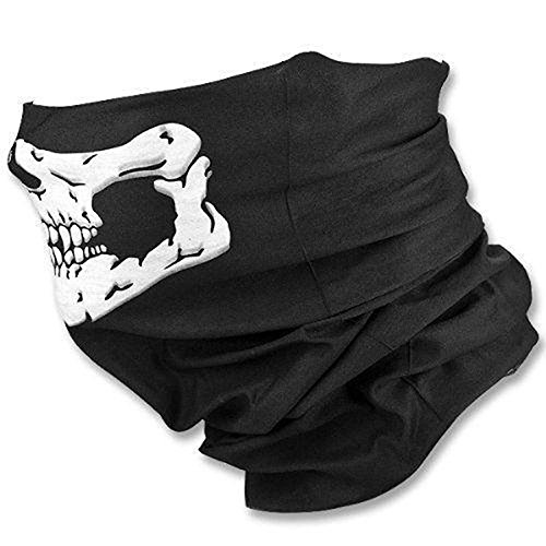 Skull Print Face Mask & Elastic Headband Set - Breathable Seamless Bandana Scarf for Sports, Cycling, Running & Outdoor Activities