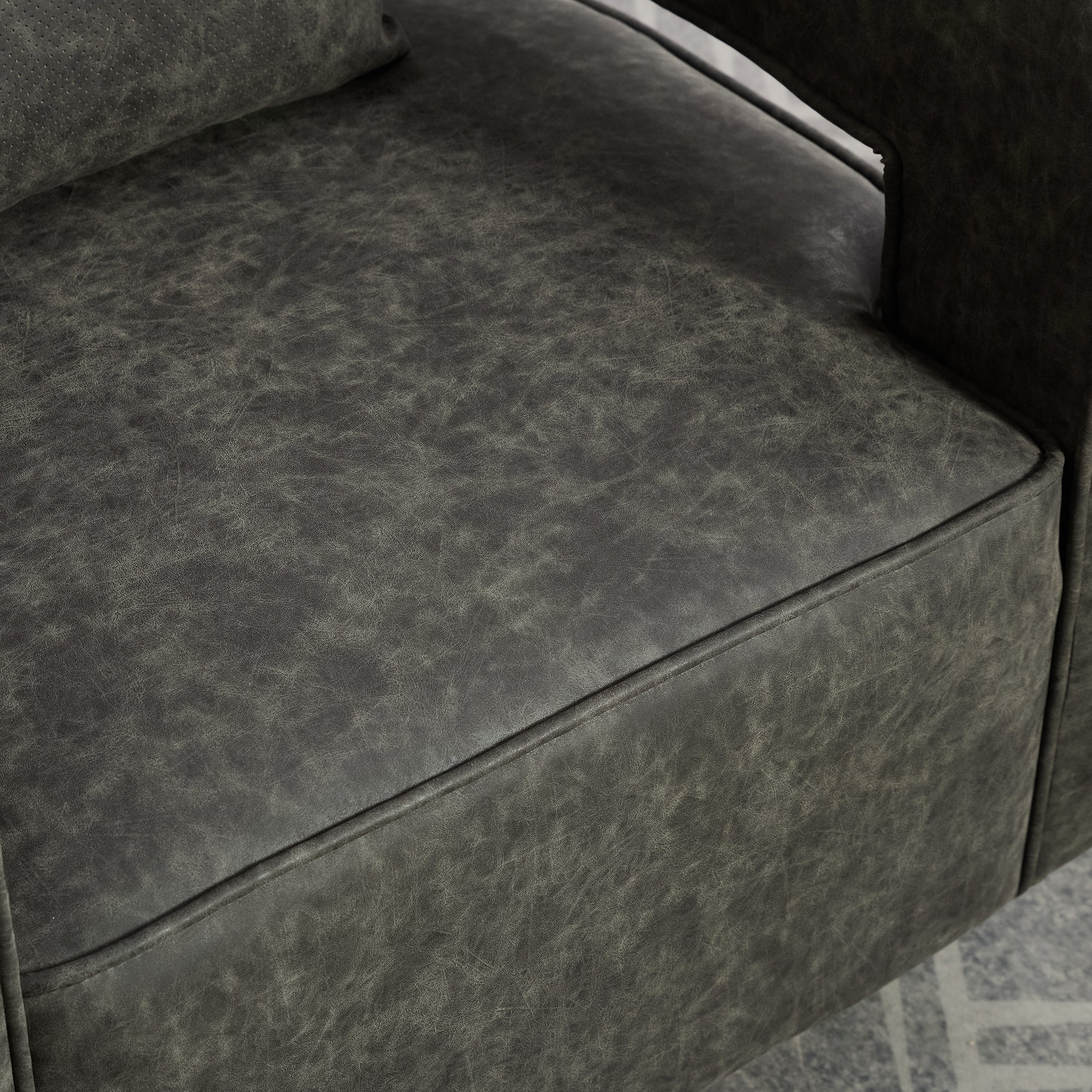 29.1W Swivel Accent Open Back Barrel Chair - Modern Comfy PU Leather Lounge Chair with Weathered Base - Perfect for Nursery, Bedroom, Living Room, Hotel & Office - Ergonomic Club Chair for Relaxing, Reading & Entertaining (Gray)