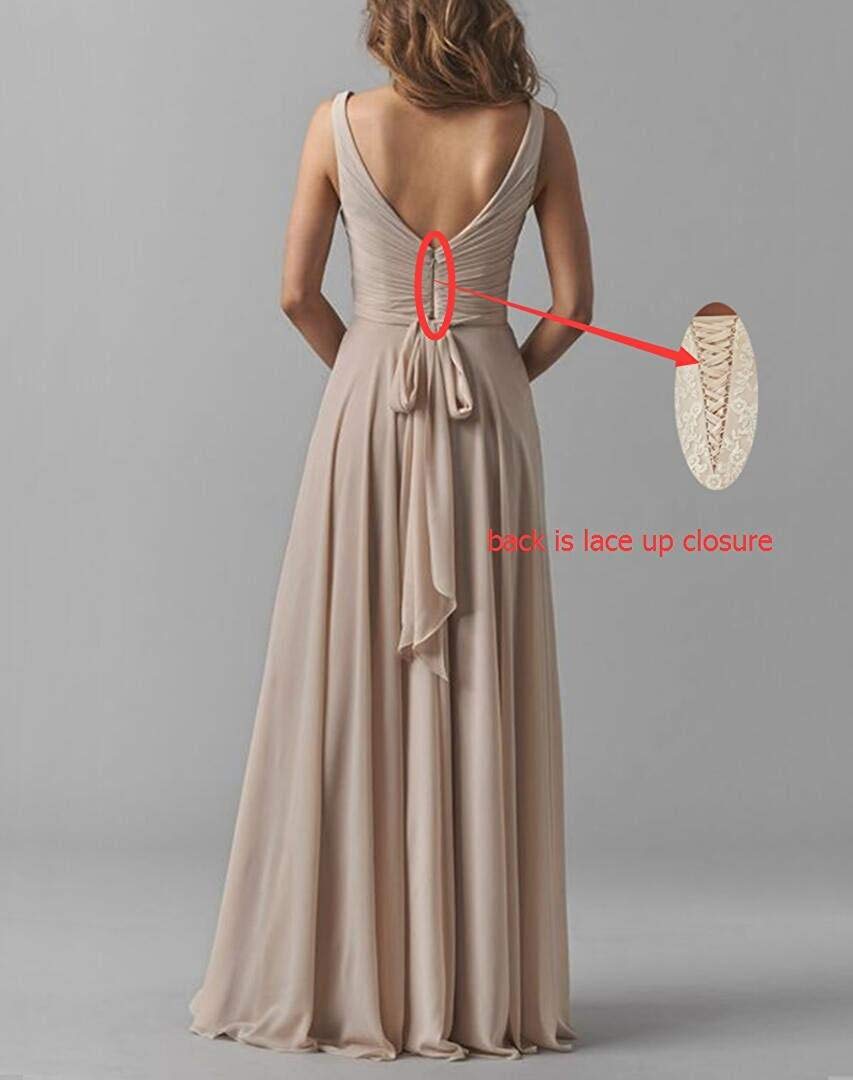 YUESUO Women's Elegant Double V-Neck Chiffon Bridesmaid Dress - A-Line Formal Evening Gown for Wedding, Party & Special Occasions | Mulberry Color
