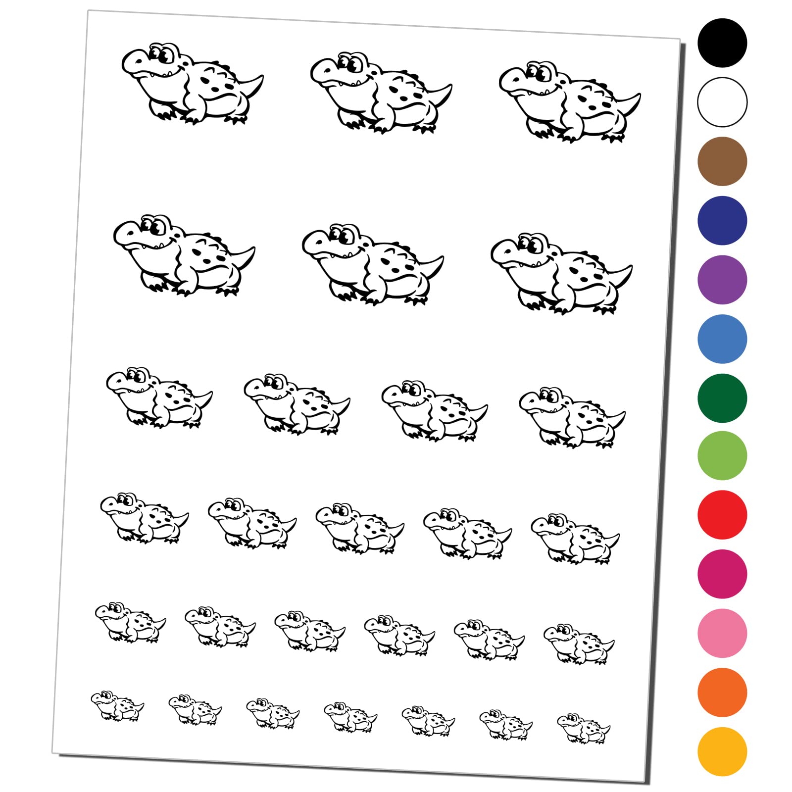 Waterproof Chubby Cartoon Alligator Temporary Tattoo Set - Fake Body Art Collection (Black, 1 Sheet) | Perfect for Kids Parties, Costume Events & Summer Fun