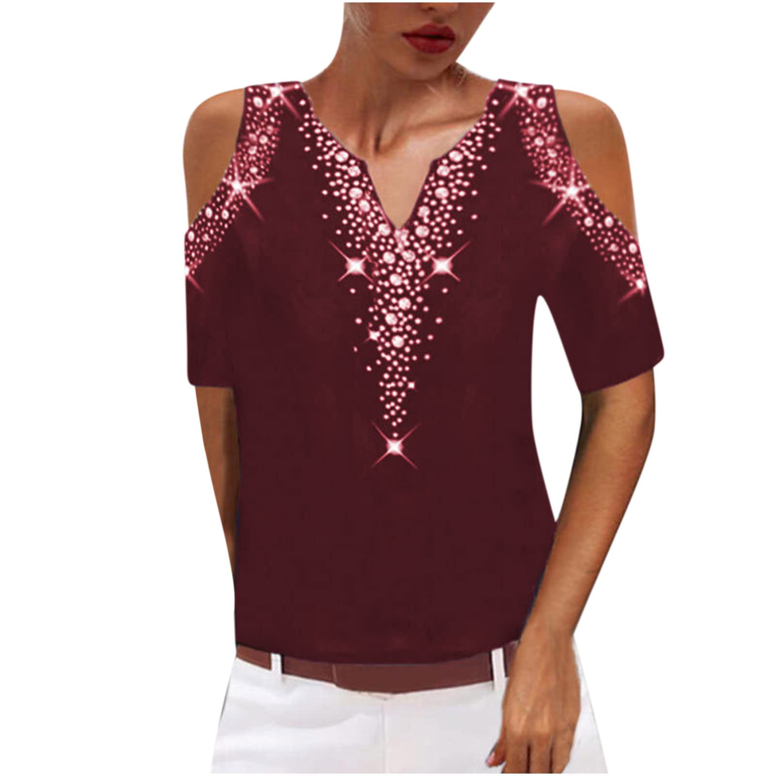 Godbay Women's Trendy Cute Tees & Blouses - Chiffon, Linen, Polka Dot Tunic Tops for Casual Wear, Office & Date Night Outfits
