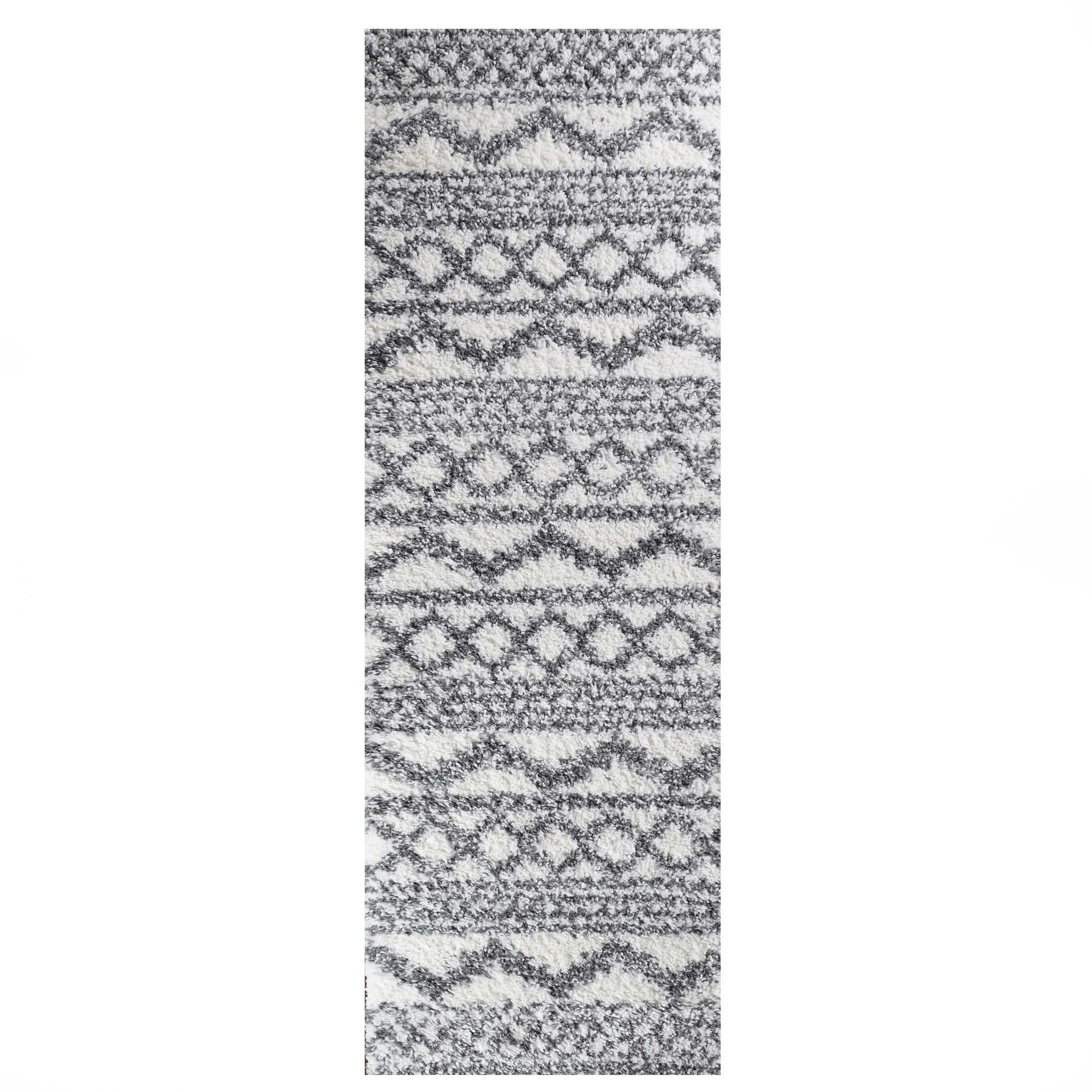 Rhea Geometric Bohemian Plush Shag Area Rug - Soft Non-Slip Indoor Floor Carpet for Living Room, Bedroom & Nursery | Modern Home Decor