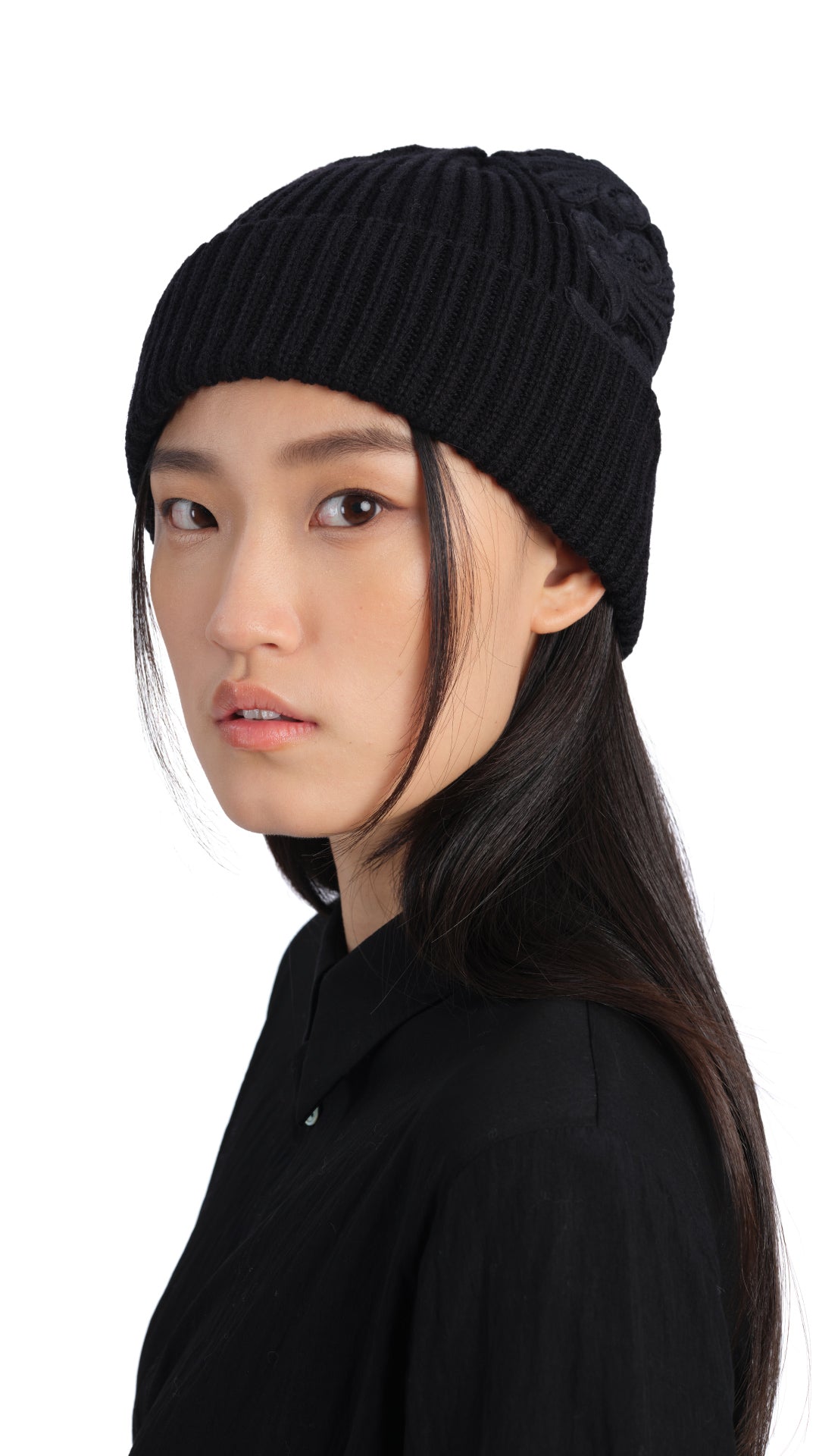 Stylish Mountain Beanie with Delicate Lace Trims - Warm Winter Knit Hat for Women - Perfect for Skiing, Hiking & Outdoor Adventures