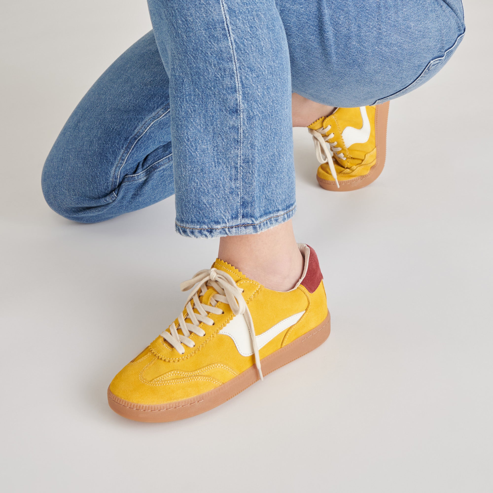 Mustard Suede Sneakers for Men & Women - Stylish Casual Shoes for Walking, Running & Everyday Wear