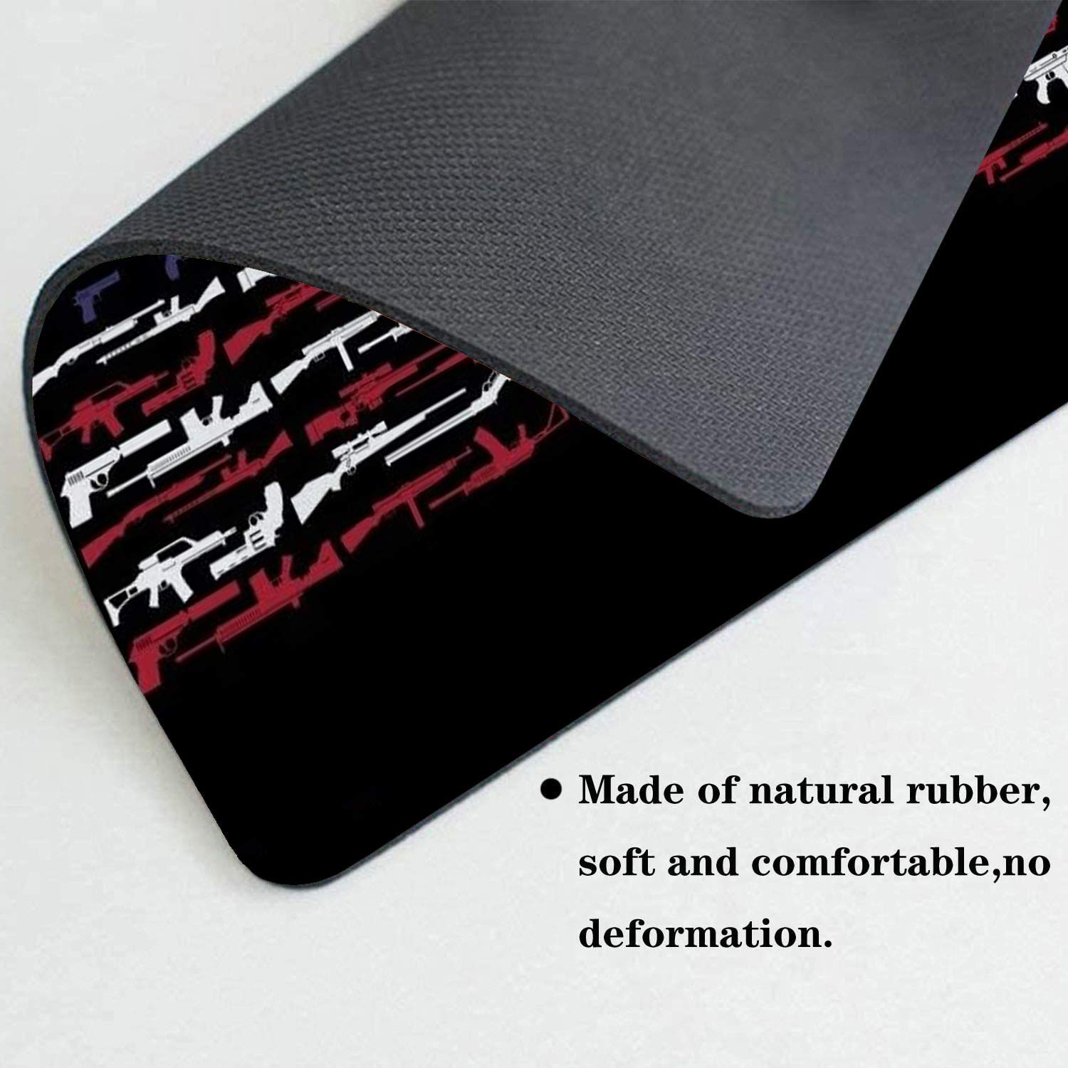 Non-Slip Rubber Gaming Mouse Pad & Coasters Set with American Gun Flag Design - Large Rectangle Mouse Mat for PC, Laptop, Office Work & Video Games - Perfect for Gamers, Programmers & Home Office Use