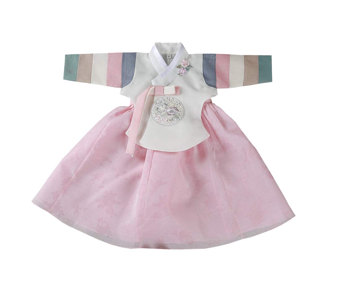 Ivory Peach Korean Hanbok Traditional Dress for Baby Girls - 1st Birthday Outfit (Ages 1-10) | Dohl Celebration, Korean Culture Event, Photo Shoot Costume