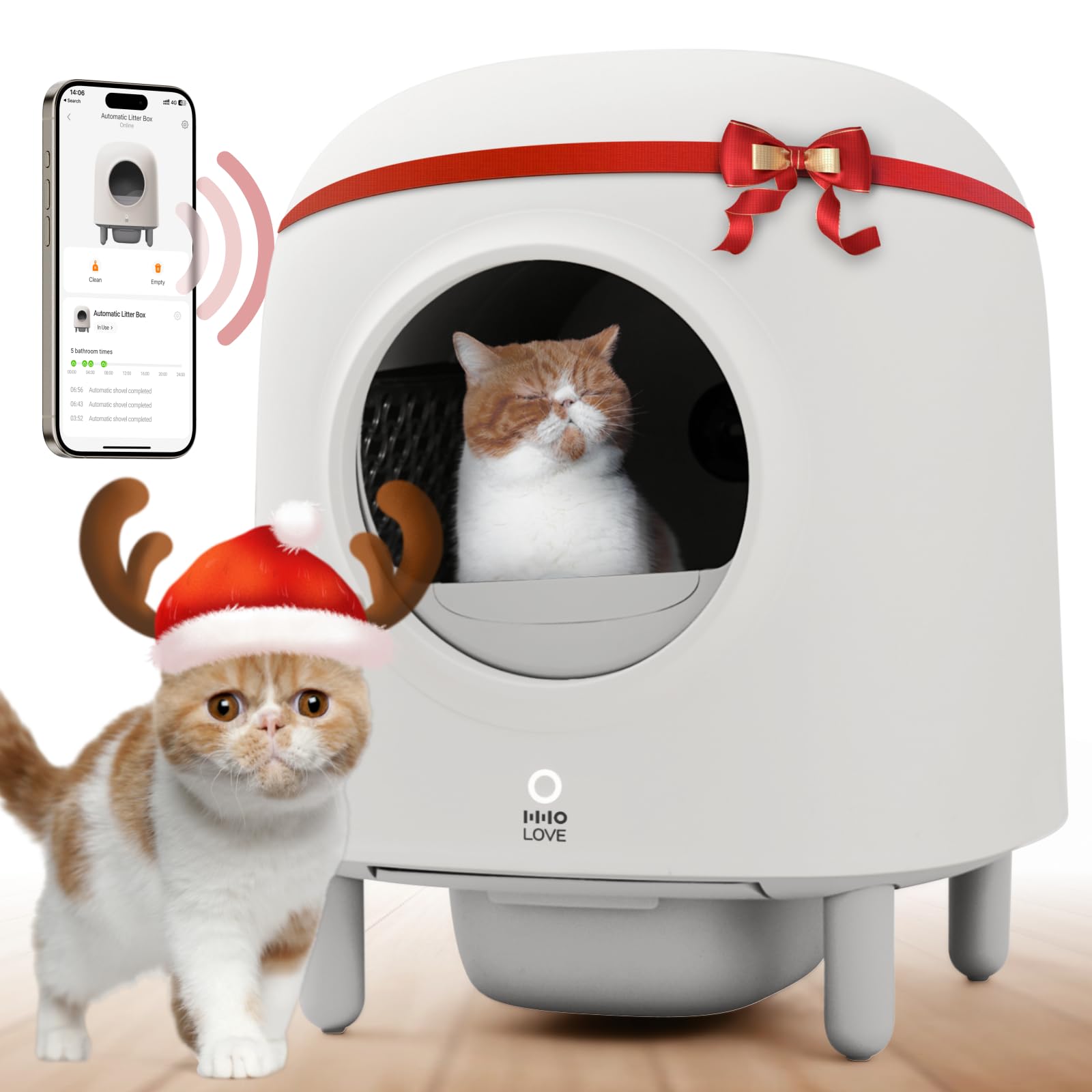 Automatic Self-Cleaning Cat Litter Box - Extra Large 56+6L Capacity with Health Tracking & Odor Control | 100% Safe Smart Litter Robot for Cats | Includes Liners & Latest Technology | Perfect for Busy Pet Owners & Multi-Cat Homes