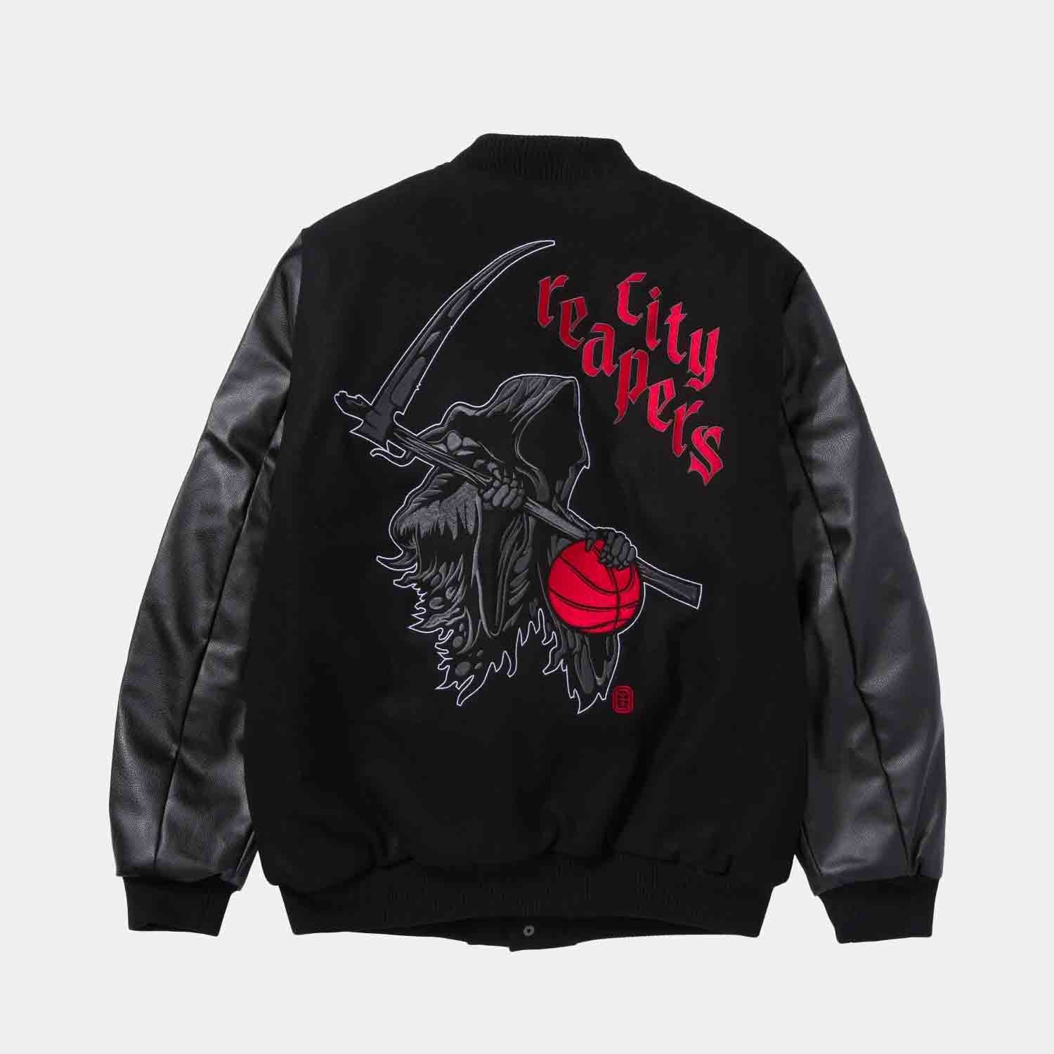 OTE City Reaper Varsity Jacket for Men - Stylish Baseball Jacket with Vintage Design - Perfect for Streetwear, Casual Outfits & Urban Fashion