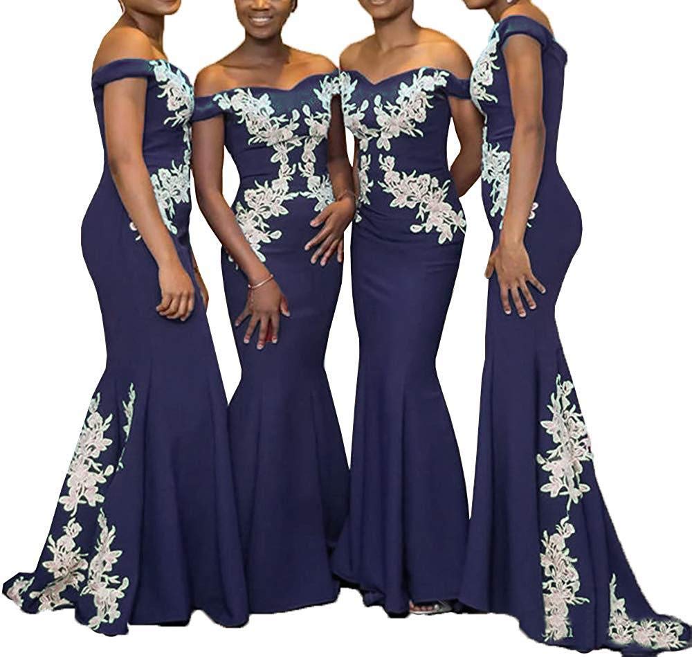 Elegant Appliqued Lace Off-Shoulder Mermaid Bridesmaid Dresses for Weddings - Perfect for Formal Ceremonies, Beach Weddings & Evening Receptions