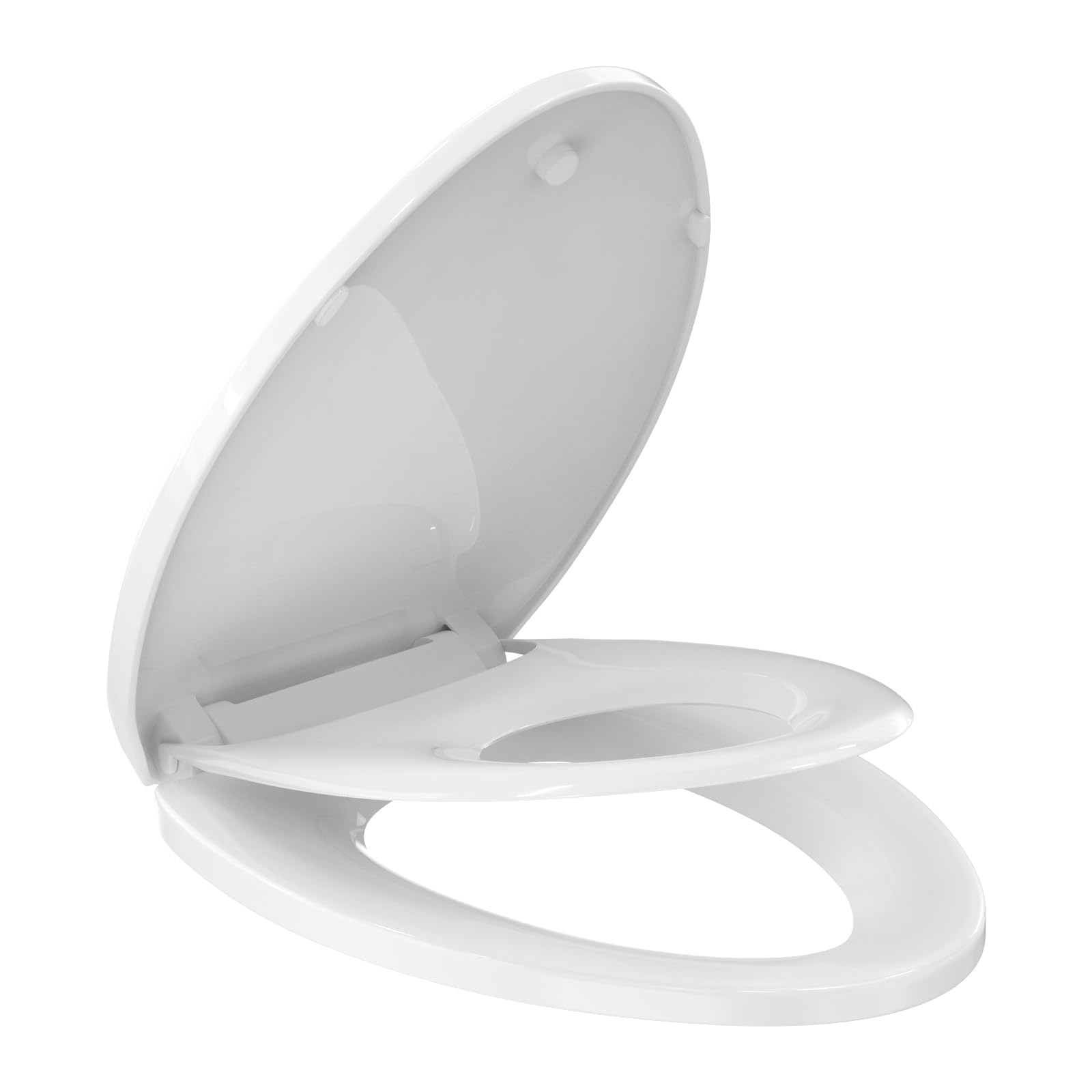 MUNNAR CR107 Slow Close Elongated Toilet Seat with Built-in Toddler Seat - Potty Training Toilet Seat with Magnet for Easy Cleaning - Fits Adults & Children - White 18.5