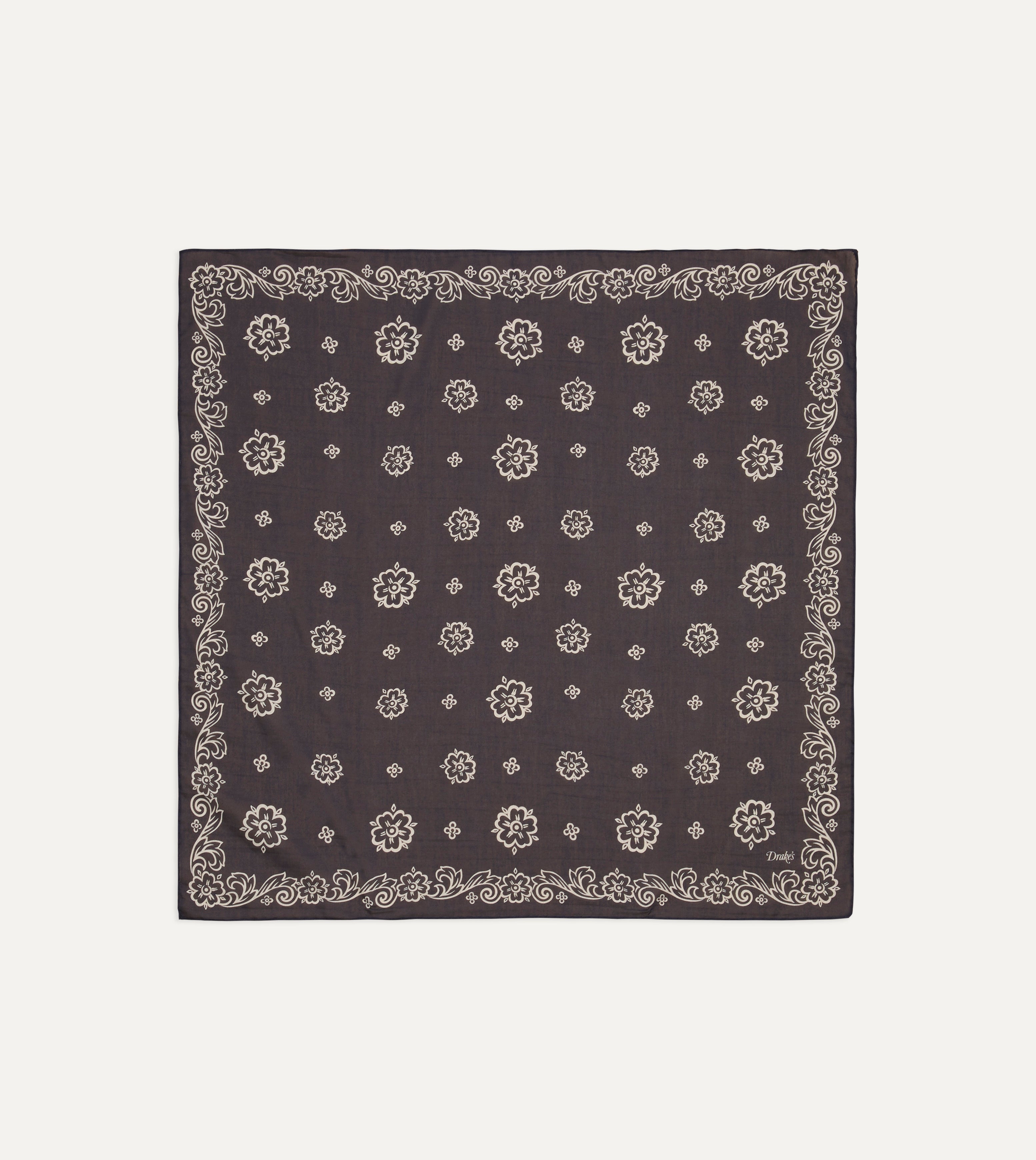 Navy Blue Floral Print Silk Cotton Bandana Scarf - Soft & Breathable for Women, Men - Perfect for Fashion Accessories, Headwear, Hair Ties, Outdoor Activities