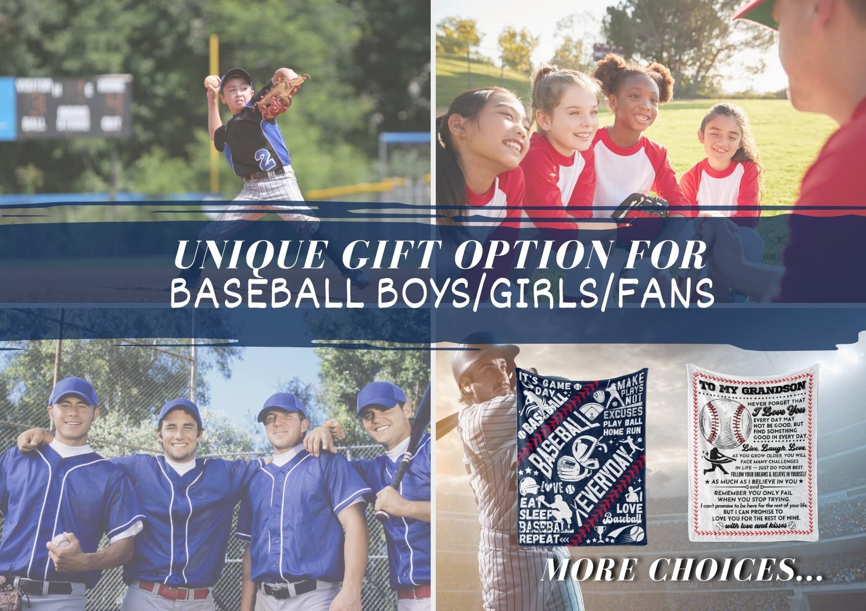 **Baseball Blanket for Boys & Adults - Soft Throw Blanket for Baseball Fans, Kids, Teens - 65