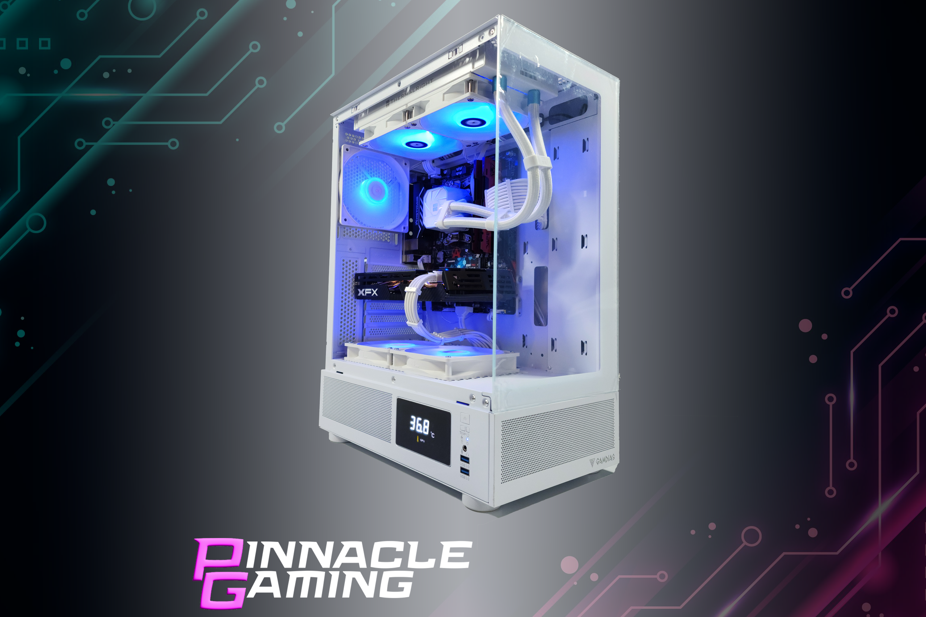 Custom Gaming Desktop PC - AMD Ryzen 5 Processor, Intel ARC A580 GPU, 500GB SSD, 8GB DDR4 RAM, White RGB Tower - Perfect for Esports, Streaming & VR Gaming