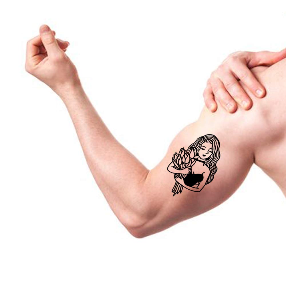 Waterproof Flower Drawing Temporary Tattoo for Women & Men - 11x6 cm - Perfect for Parties, Festivals & Summer Beach Looks