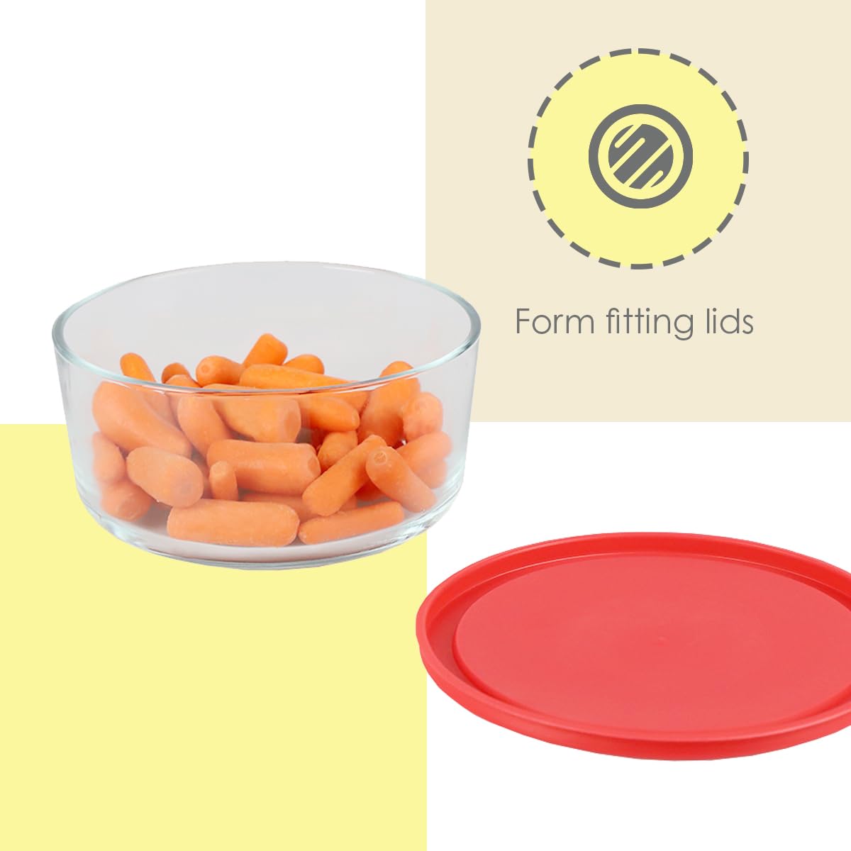 Borosilicate Glass Food Storage Container with Airtight Red Lid - 55oz Round Kitchen Organizer for Meal Prep, Leftovers & Pantry Storage | BPA-Free, Microwave & Dishwasher Safe
