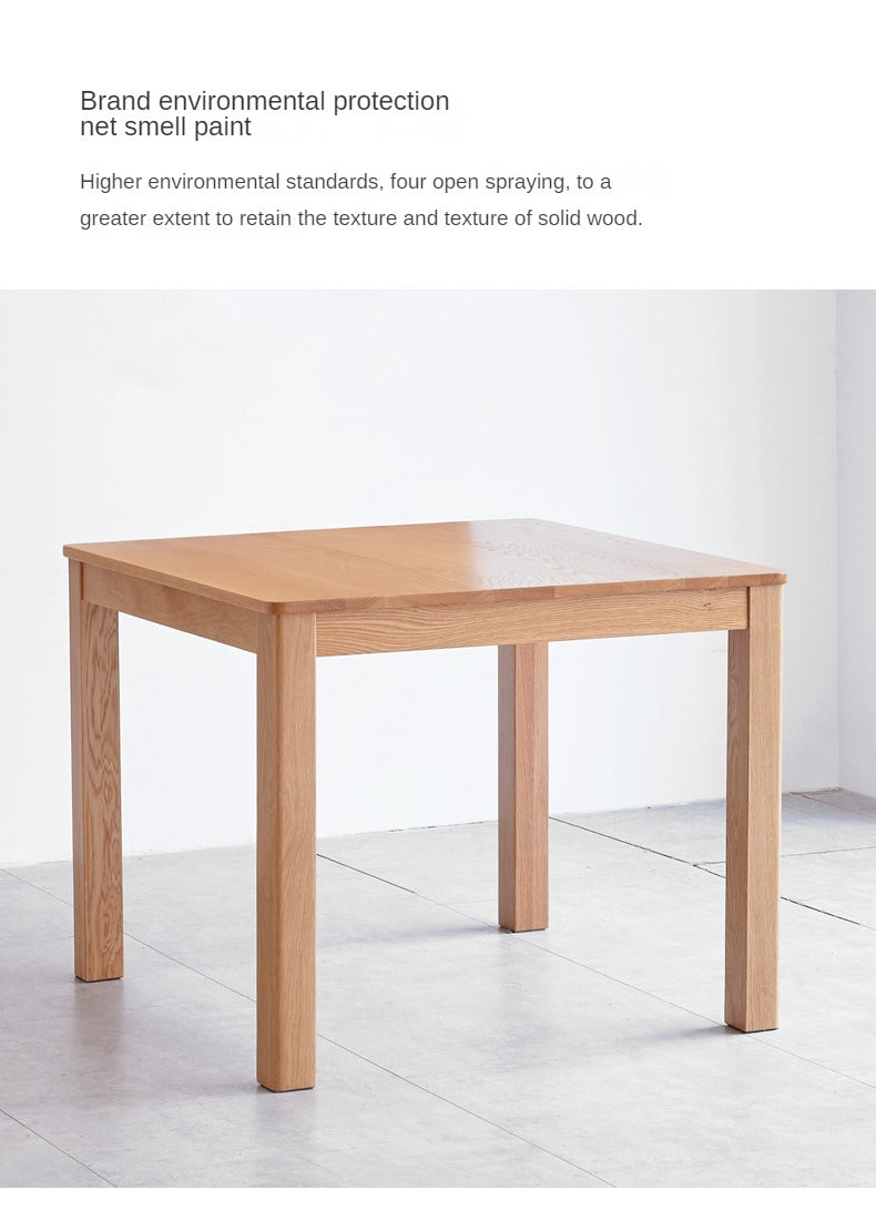 Solid Oak Wood Square Dining Table - Rustic Farmhouse Style for Kitchen, Dining Room & Small Spaces | Durable & Stylish Home Furniture