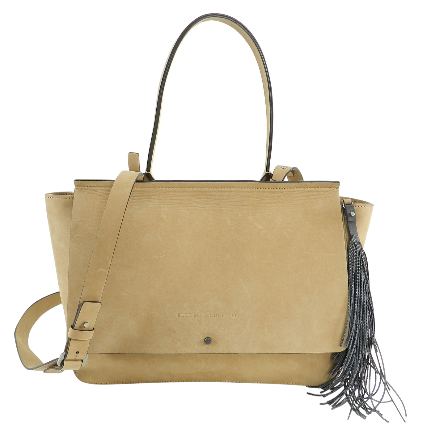 Brunello Cucinelli Genuine Nubuck Leather Crossbody Bag for Women - Light Tan Shoulder Purse - Perfect for Travel, Shopping & Everyday Use