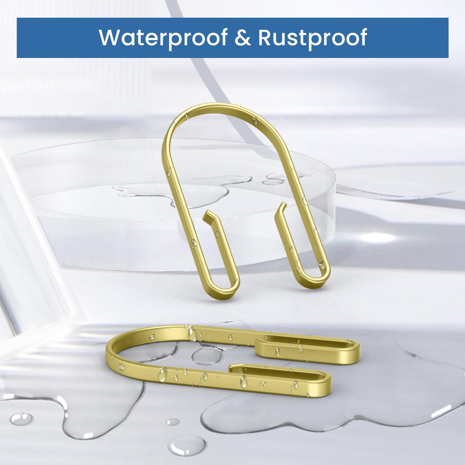 Premium Gold Shower Curtain Rings - 12 Pack Rust-Proof Double Sided Hooks with Smooth Sliding Anti-Drop Design for Bathroom & Shower - Perfect for Modern Home Decor and Spa-Like Experience