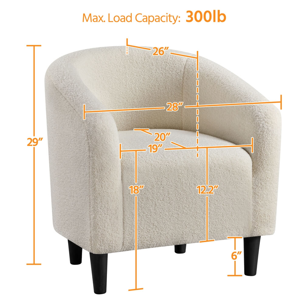 Yaheetech Modern Accent Barrel Chair - Upholstered Fabric Lounge Chair with Sturdy Metal Frame for Living Room, Bedroom, or Office - Perfect for Relaxing, Reading, and Decorating Small Spaces