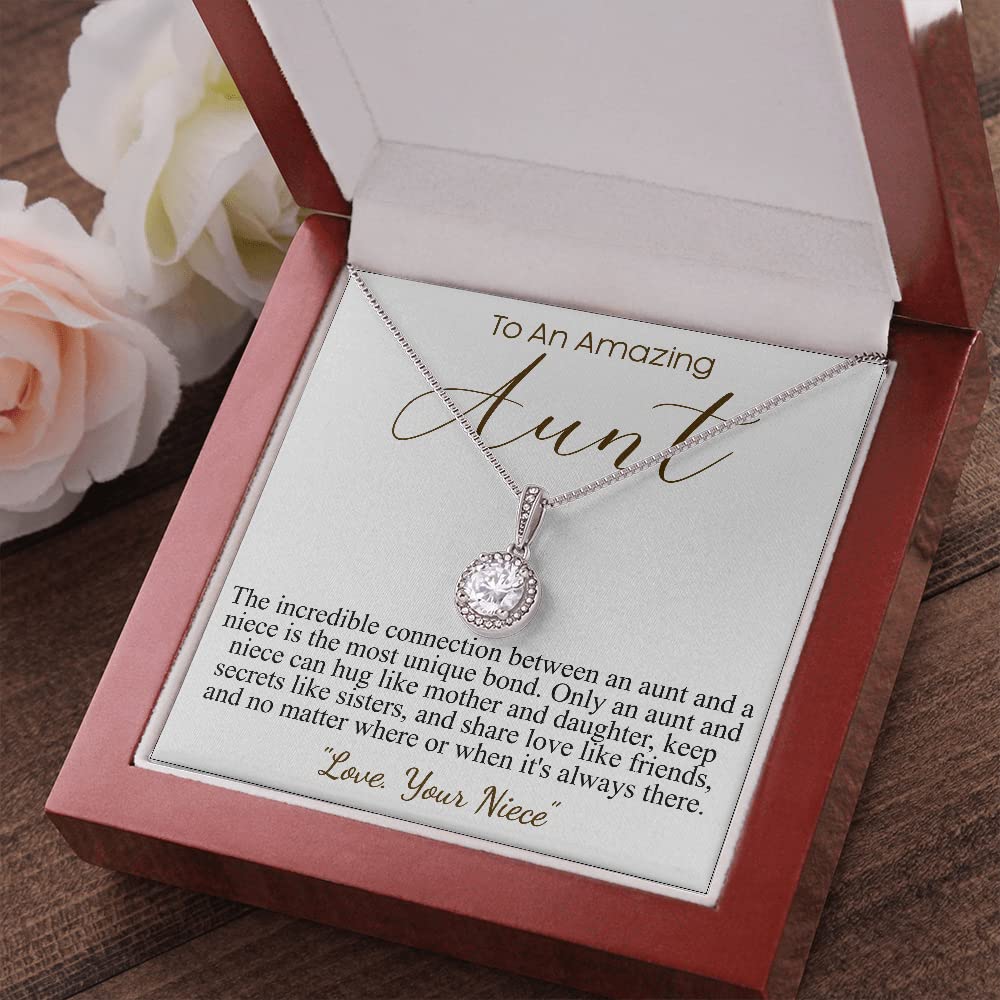 Personalized Meaningful Jewelry Gifts for Aunt - Eternal Hope Necklace with Message Card | Thoughtful Present for Auntie, Bonus Mom & Unbiological Mother | Perfect for Mother's Day, Birthday & Special Occasions