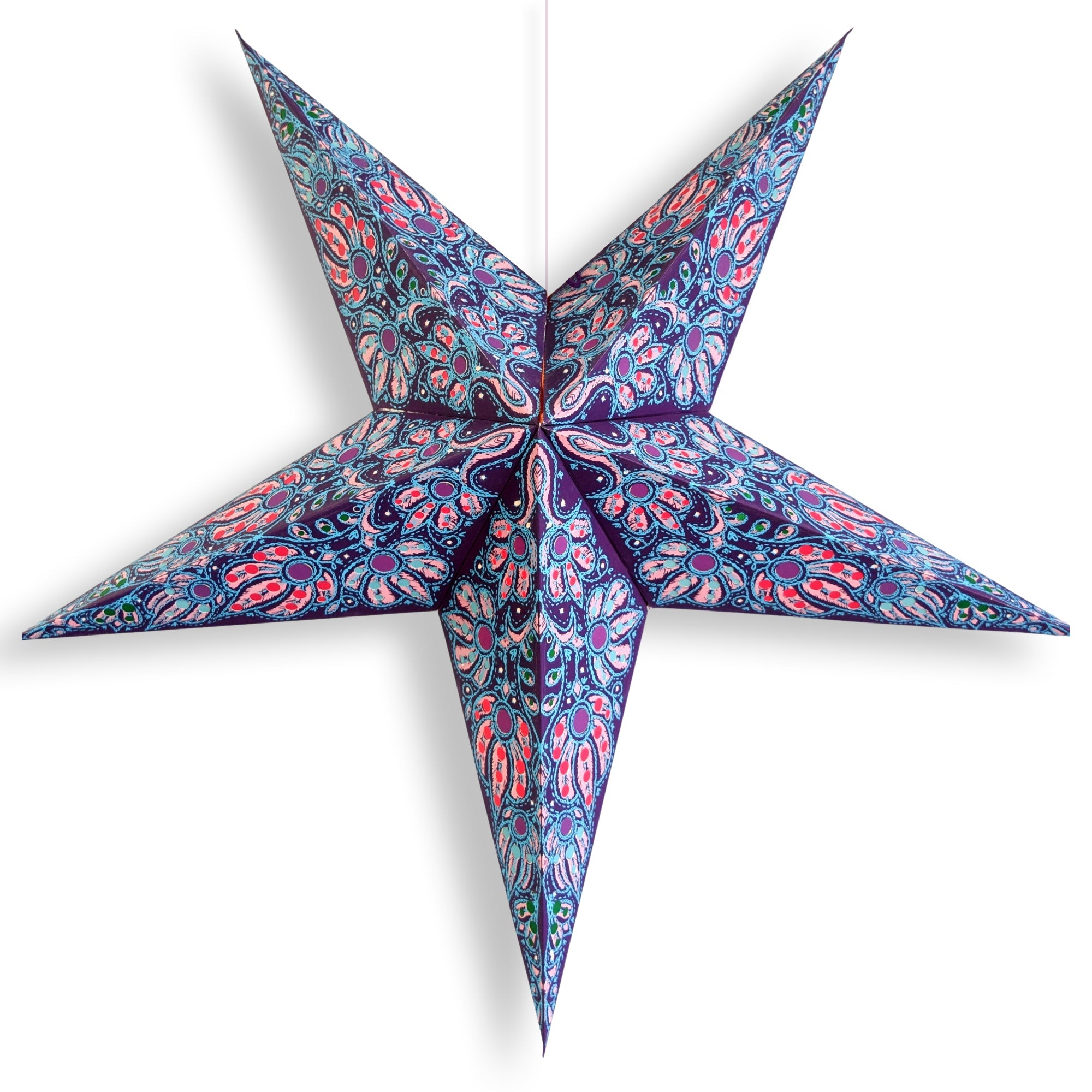 24 Inch Pink Purple Aurora Paper Star Lantern - Decorative Party Lighting for Weddings, Baby Showers & Home Decor