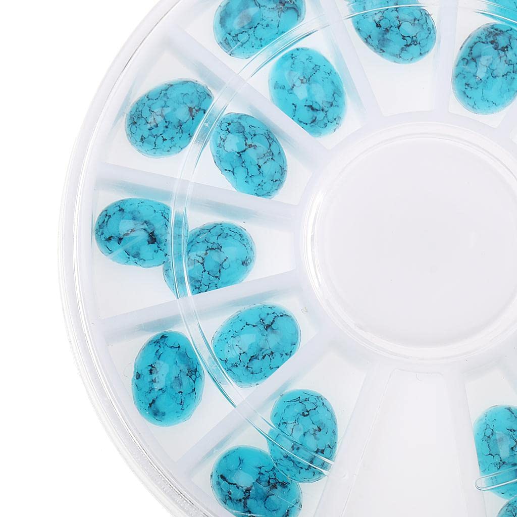 3D Nail Art Stickers - DIY Glitter Decals for Nails | Oval Diamond Shaped Blue Rhinestones | Perfect for Manicures, Nail Extensions & Salon Designs