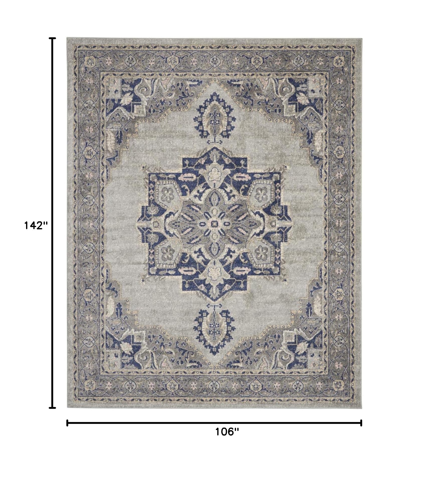 Nourison Tranquil Persian Grey/Navy 8'10
