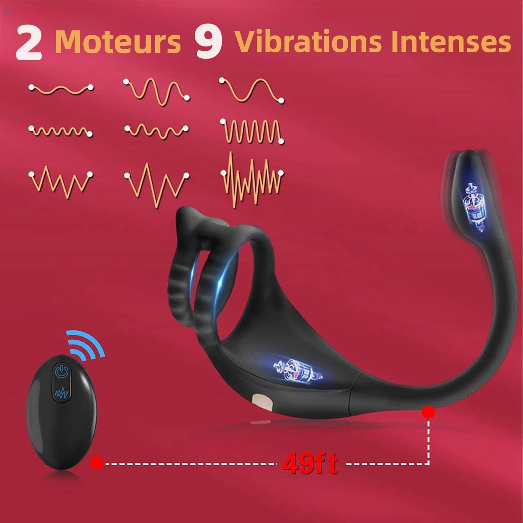 3 in 1 Plug Anal Vibrator with Remote Control - Prostate Massager & Vibrating Cock Ring - 9 Vibration Modes for Couples Pleasure - Waterproof Adult Sex Toy for Men & Women - Perfect for Solo Play, Couples Intimacy & BDSM Exploration
