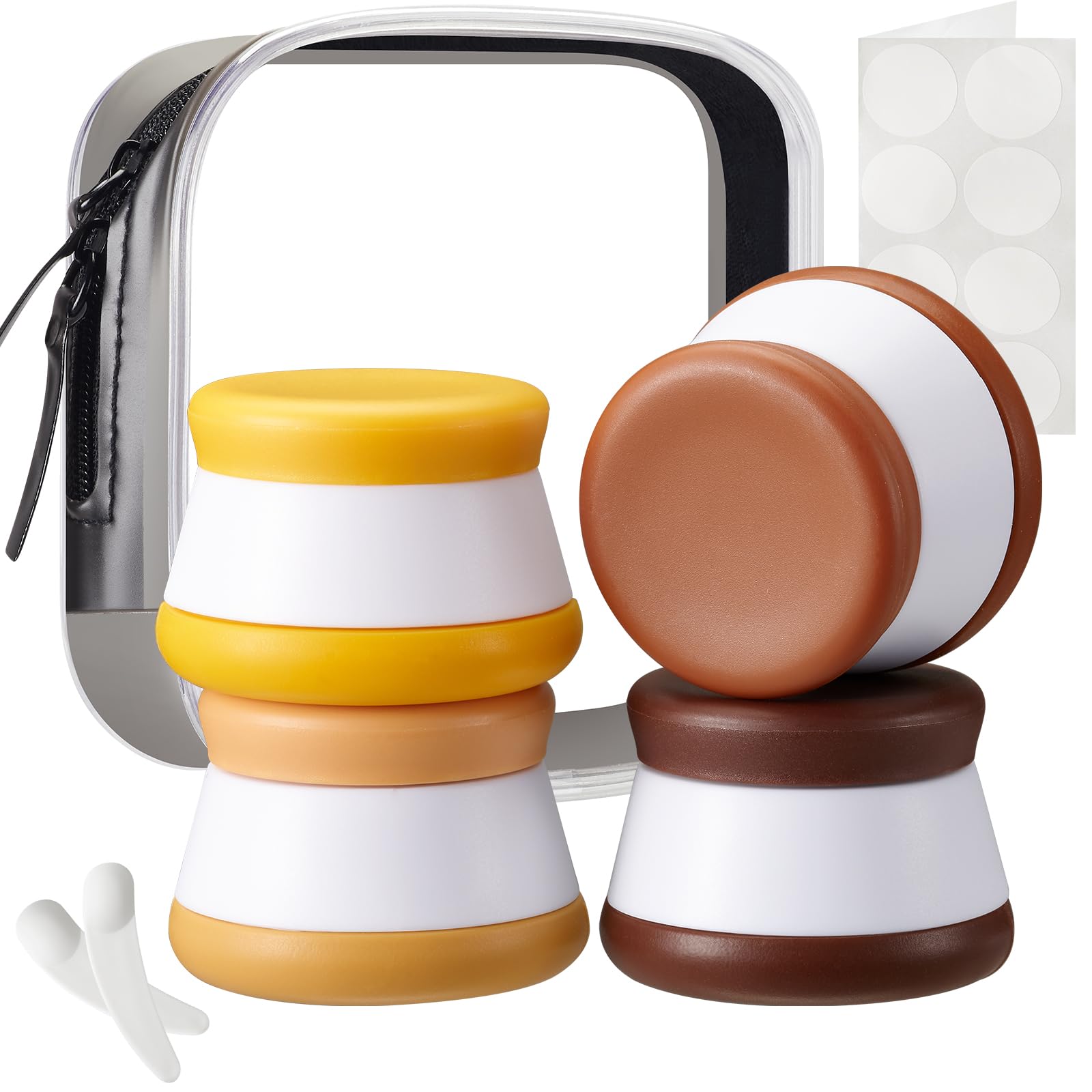 TSA Approved Silicone Travel Containers Set - 4PCS Leakproof BPA-Free Toiletry Jars with Lids & Mini Spatulas | Perfect for Airplane Liquid Carry-On, Cosmetic Samples, and Skincare Travel Accessories
