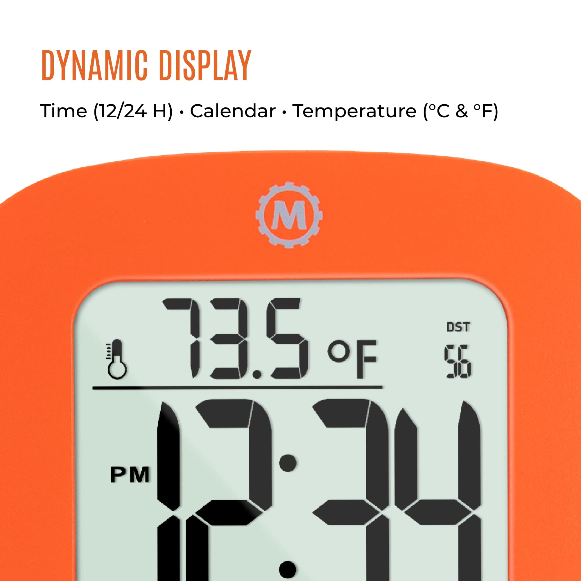 Marathon Compact Alarm Clock with Temperature & Date Display - Large Easy-to-Read Backlit Screen, Simple Setup (Includes 2 AAA Batteries) - Perfect for Bedroom, Office, Travel & Nightstand Use