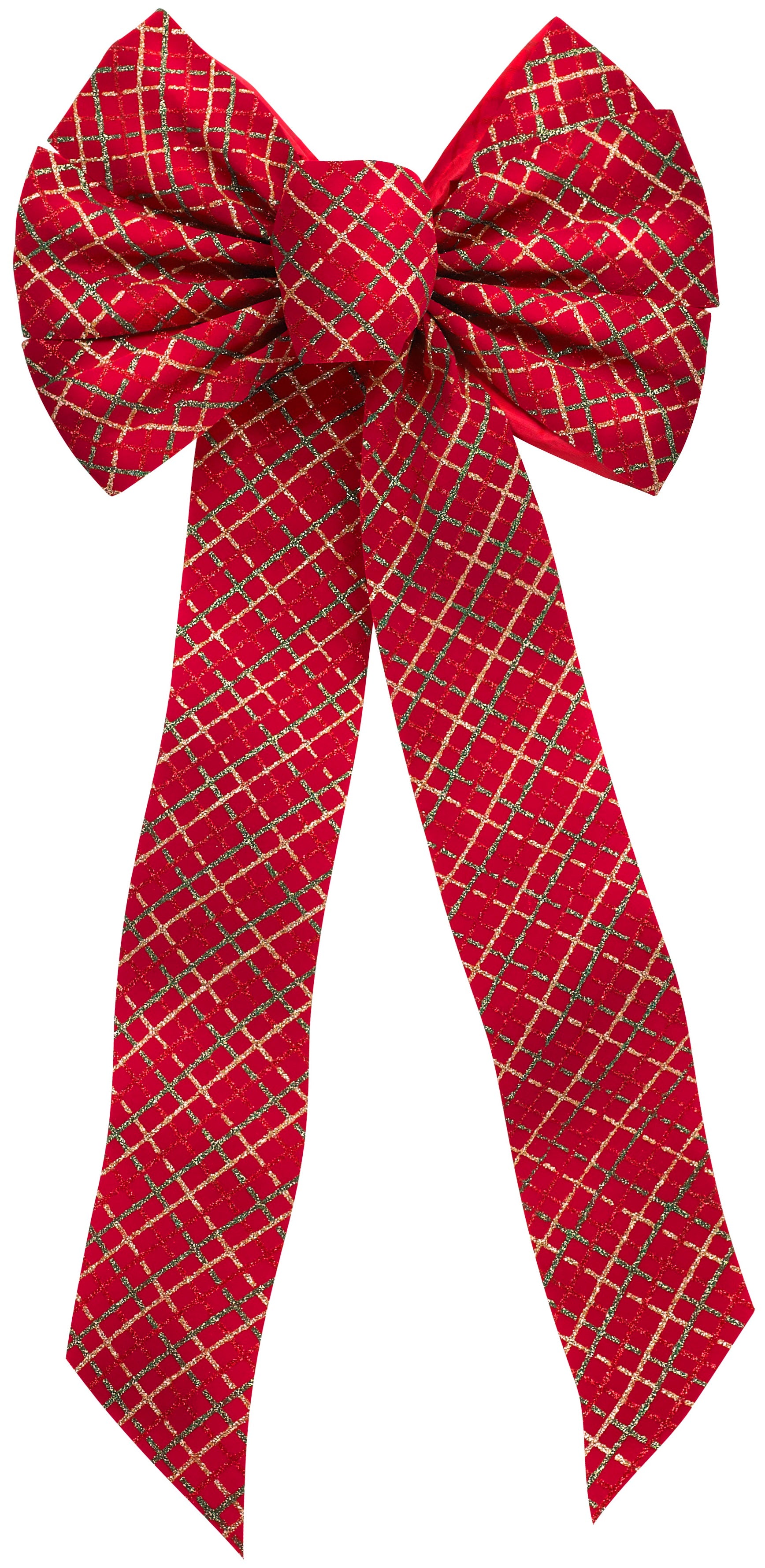10 Pack Glittered Plaid Christmas Bows - 7 Loop Decorative Gift Wrapping Bows for Holiday Presents, Tree Ornaments, and Festive Home Decor