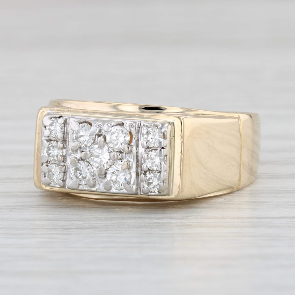 0.49ctw 14K Yellow Gold Men's Diamond Wedding Band Ring Size 10.25 - Perfect for Engagement, Anniversary Gifts & Special Occasions