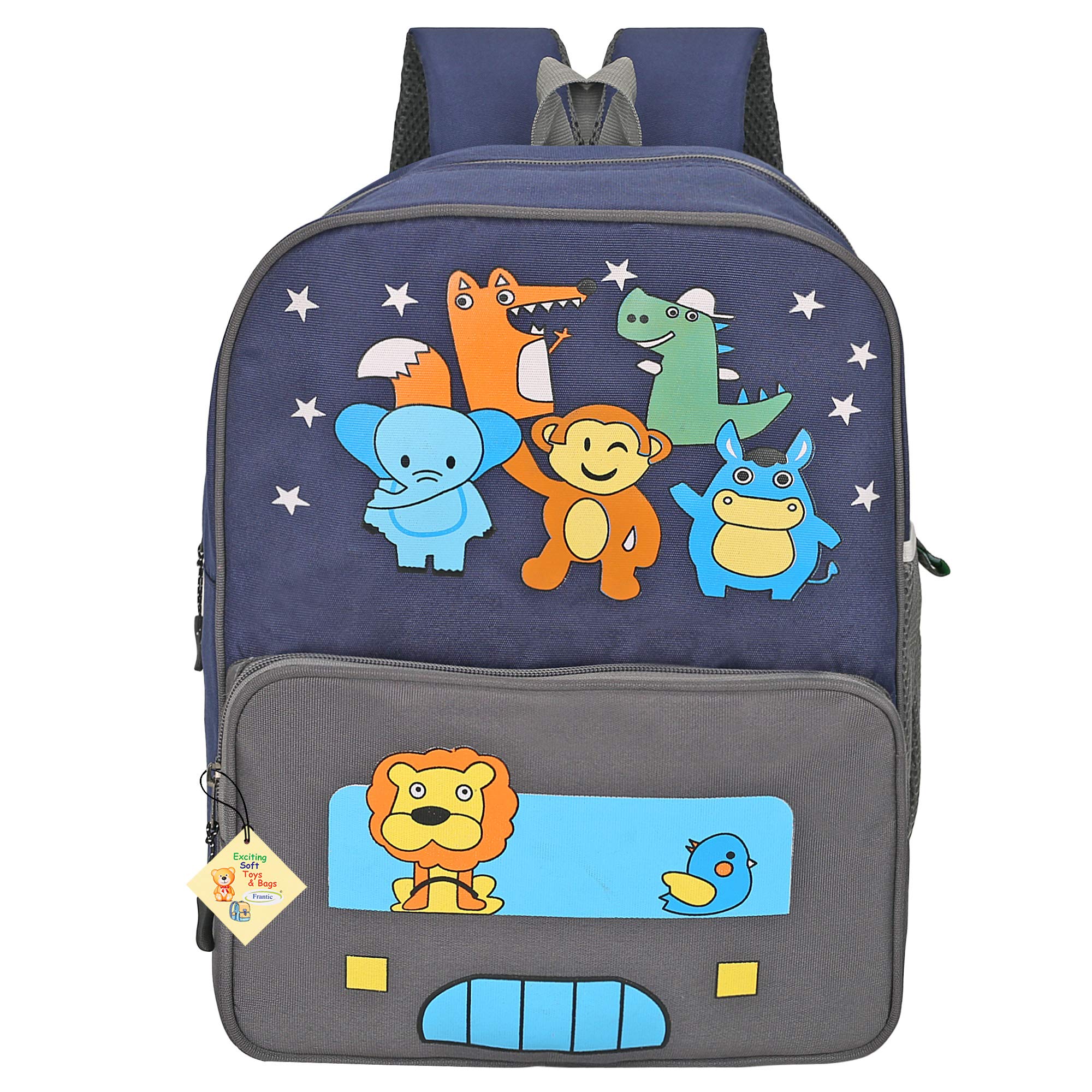 Frantic Kids PU School Backpack for Toddlers - Lightweight Preschool Bag for Boys & Girls Ages 2-5 - Perfect for Kindergarten, Daycare, Picnics & Travel