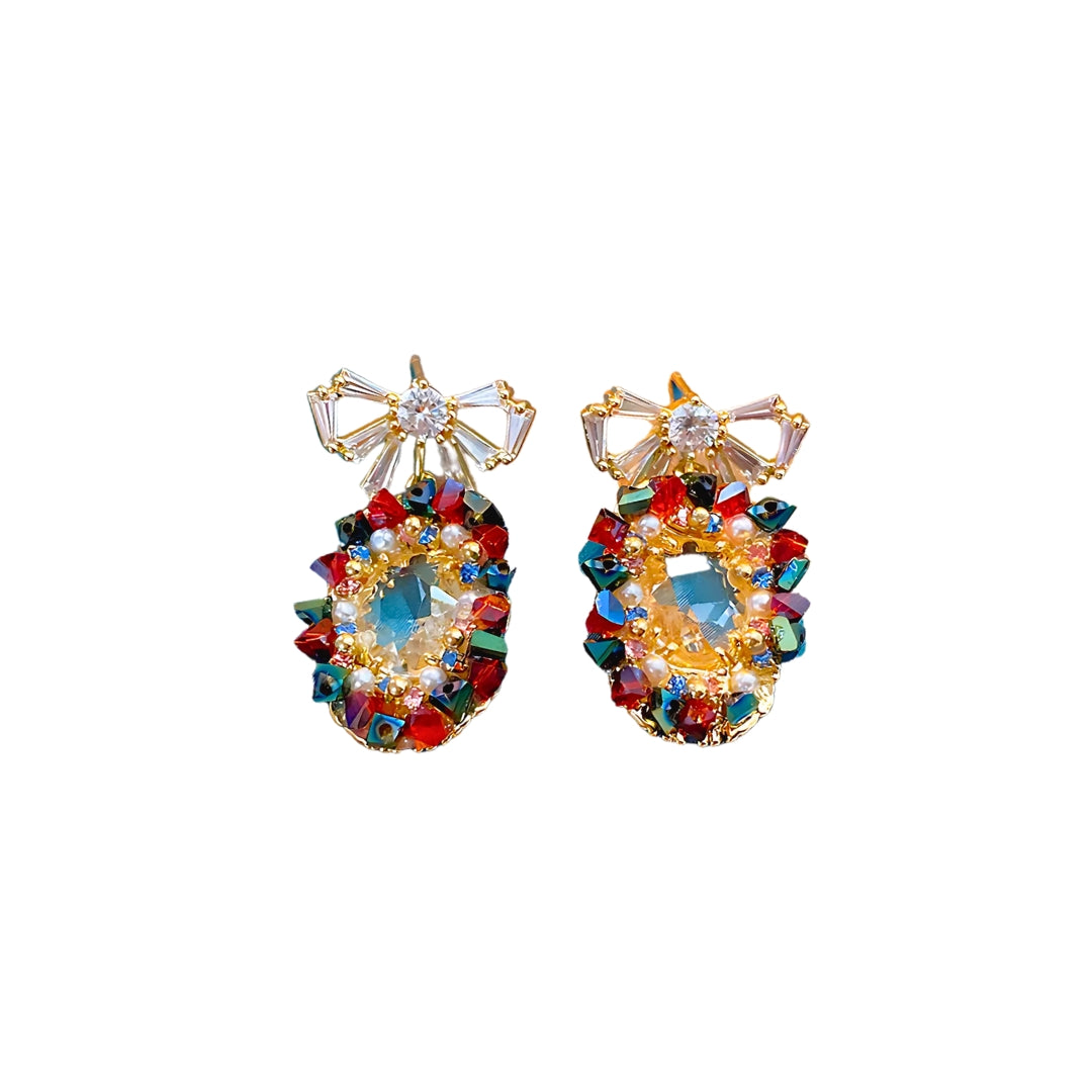 Boho Pearl Bow Drop Earrings for Women - Colorful Handmade Dangle Earrings | HE11153 | Perfect for Weddings, Parties & Boho Fashion