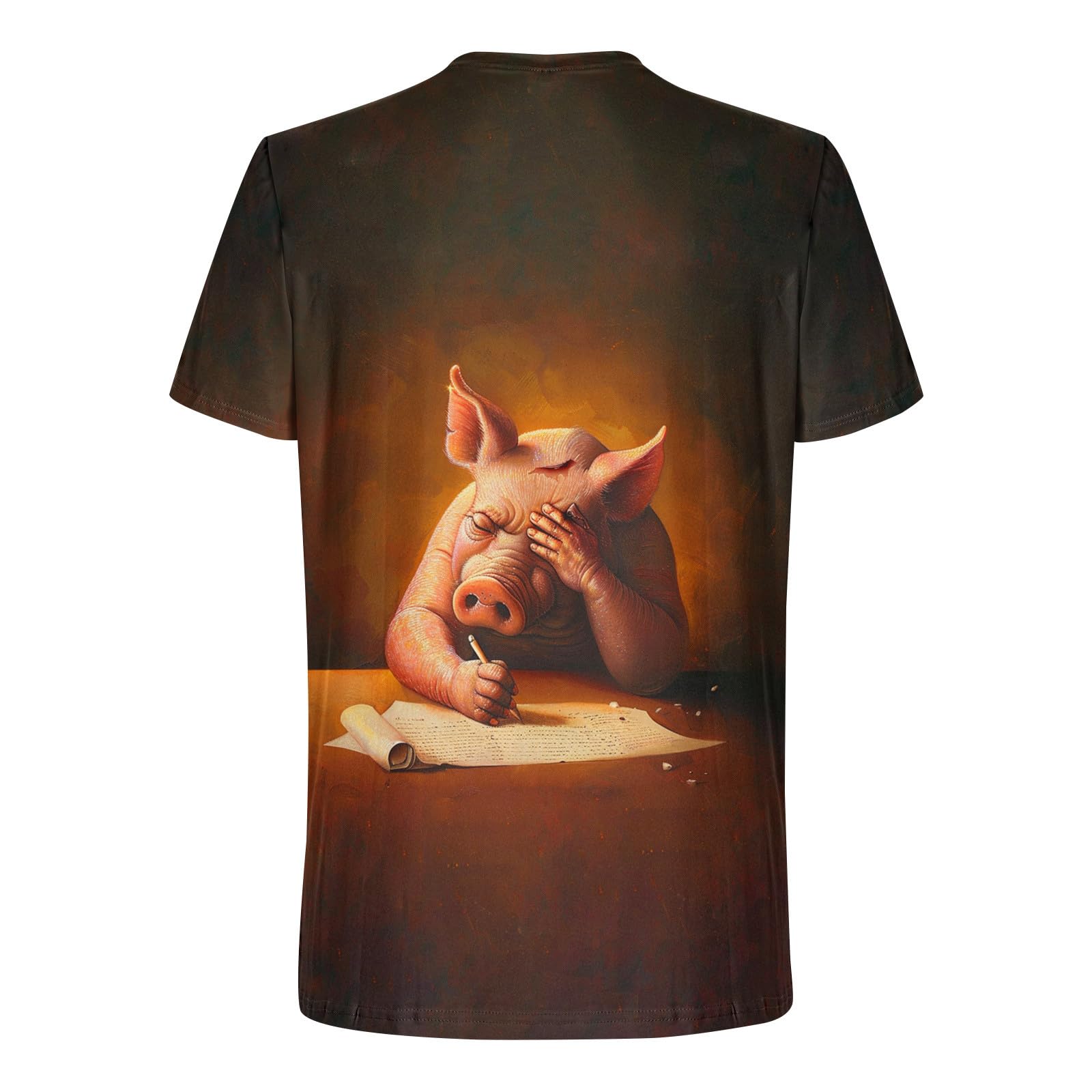 Funny Pig Graphic T-Shirts for Men - 2024 Summer Short Sleeve Novelty Tees - Casual Printed Cotton Tops - Perfect for Beach, BBQ & Casual Outings