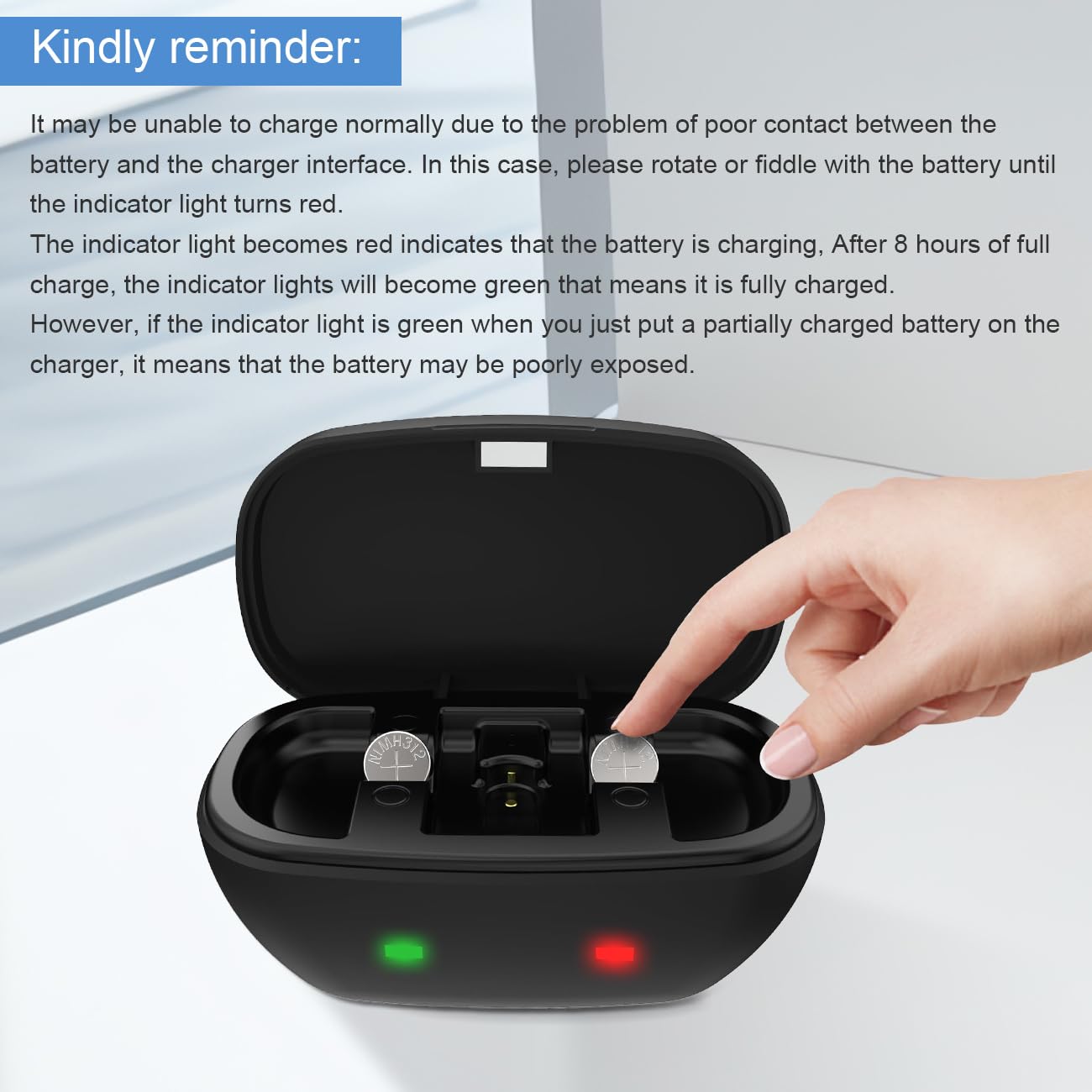Wokyo Rechargeable 312 Hearing Aid Batteries with Charger & Travel Case - 2 Pack 312 Button Batteries for Hearing Amplifiers | Portable Charging Solution for Travel, Home & Daily Use