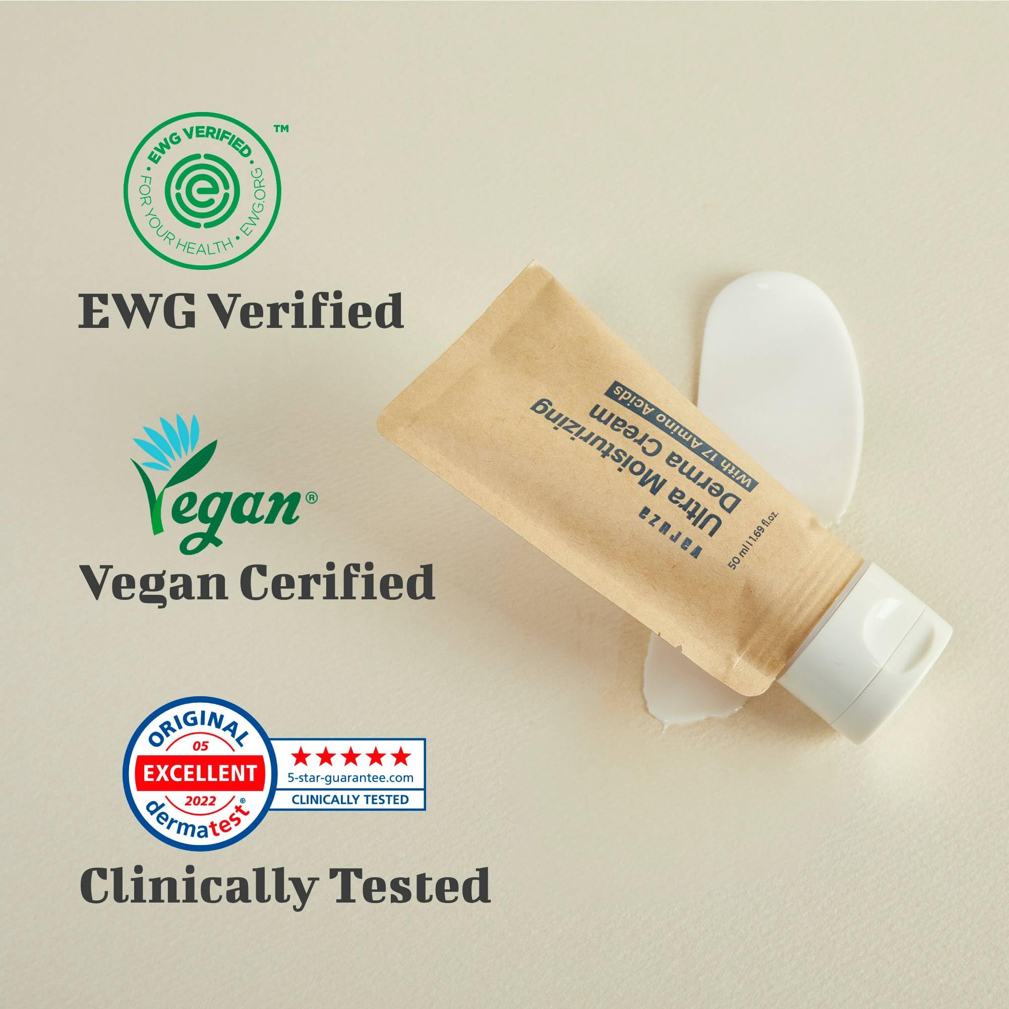 Ultra Moisturizing Derma Facial Cream - Oil Free Deep Hydrating Face Moisturizer for Dry & Sensitive Skin | Vegan, EWG Verified Korean Skincare with Hyaluronic Acid & Amino Acids | Non-Sticky, Unscented Lotion for Day & Night Use | Perfect for Daily Hydration & Anti-Aging Routine