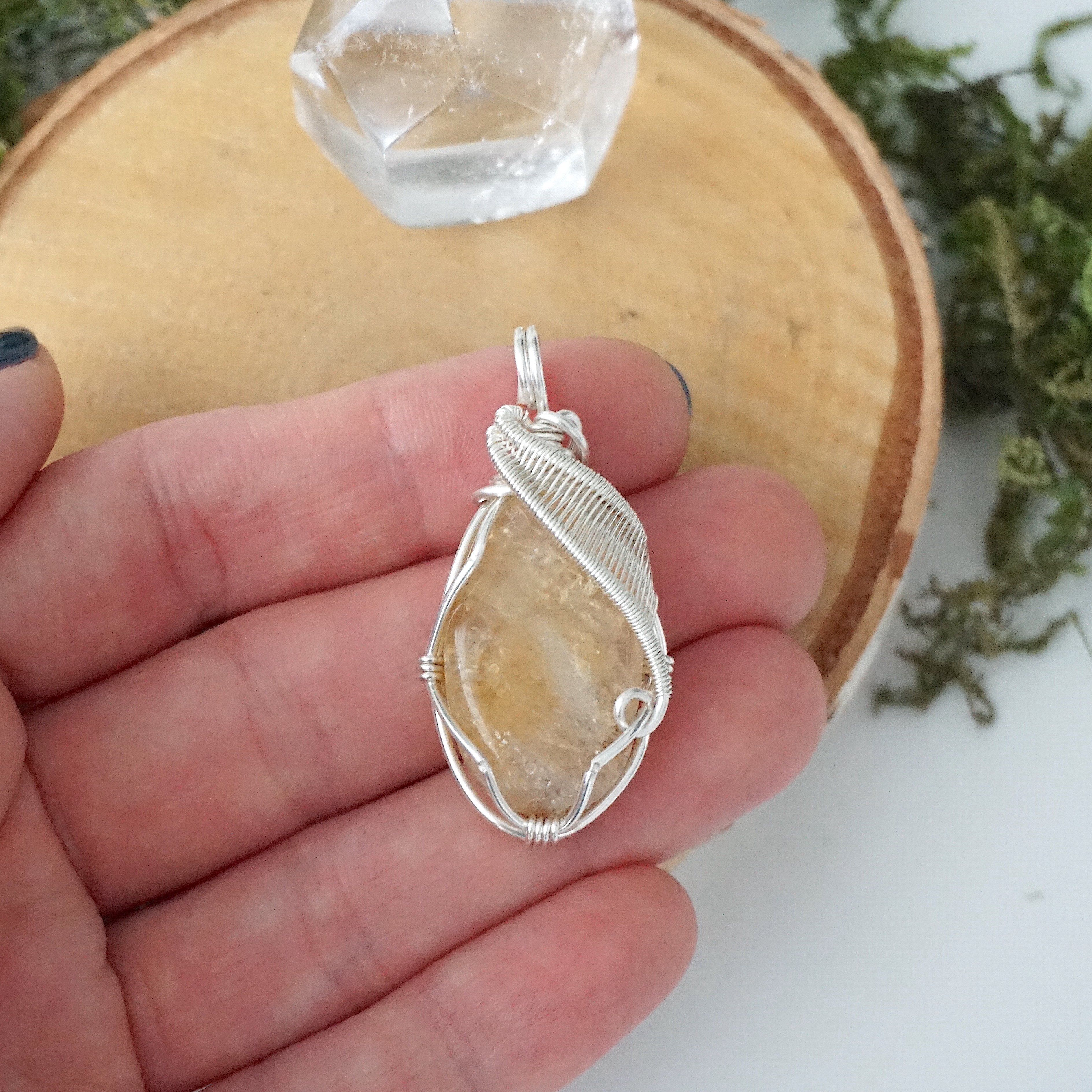 Raw Citrine Pendant Necklace - Bright Silver Plated Gemstone Jewelry for Women | Spiritual Healing, Meditation & Everyday Wear