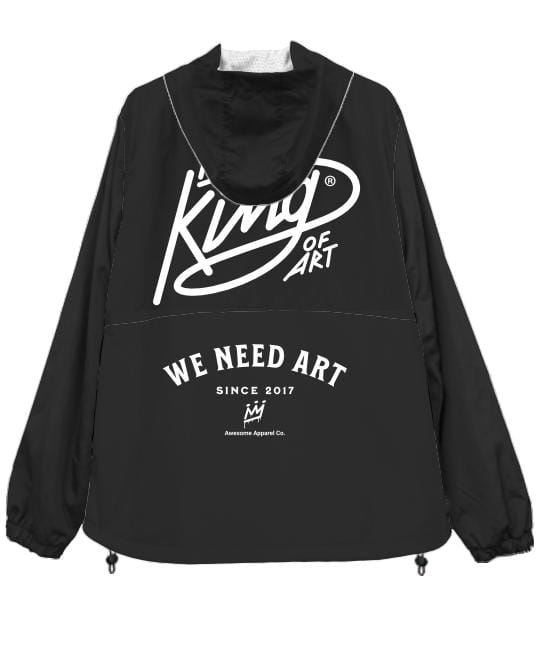 Unisex Anorak King of Art Windbreaker - Black and White Somer Jacket for Outdoor Adventures & Streetwear Fashion