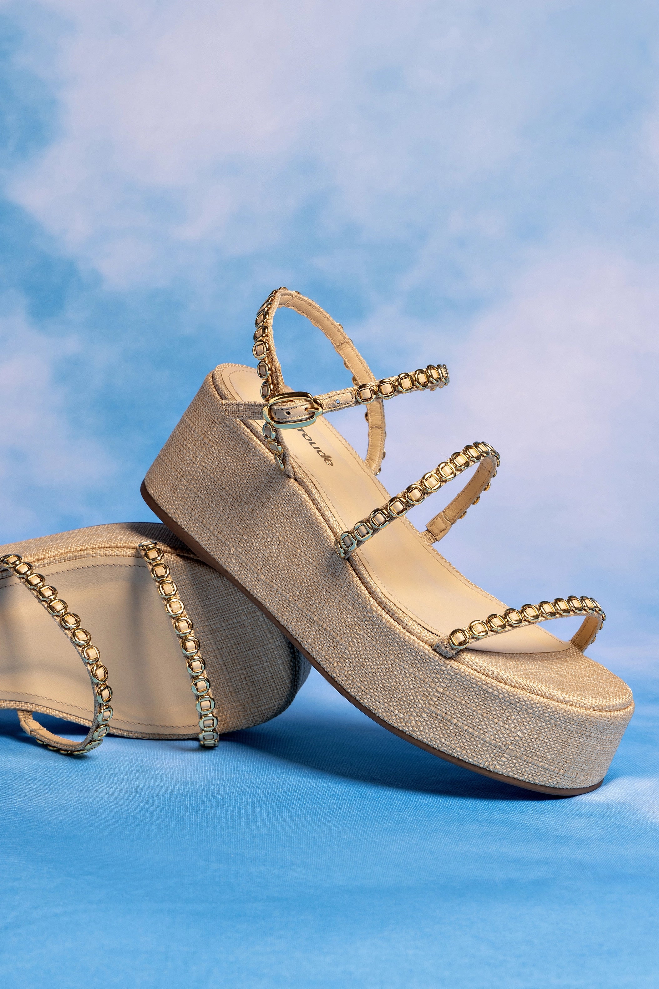 Gio Milanina Beige Raffia Flatform Sandals for Women - Comfortable Summer Wedge Sandals for Beach, Vacation & Casual Outings