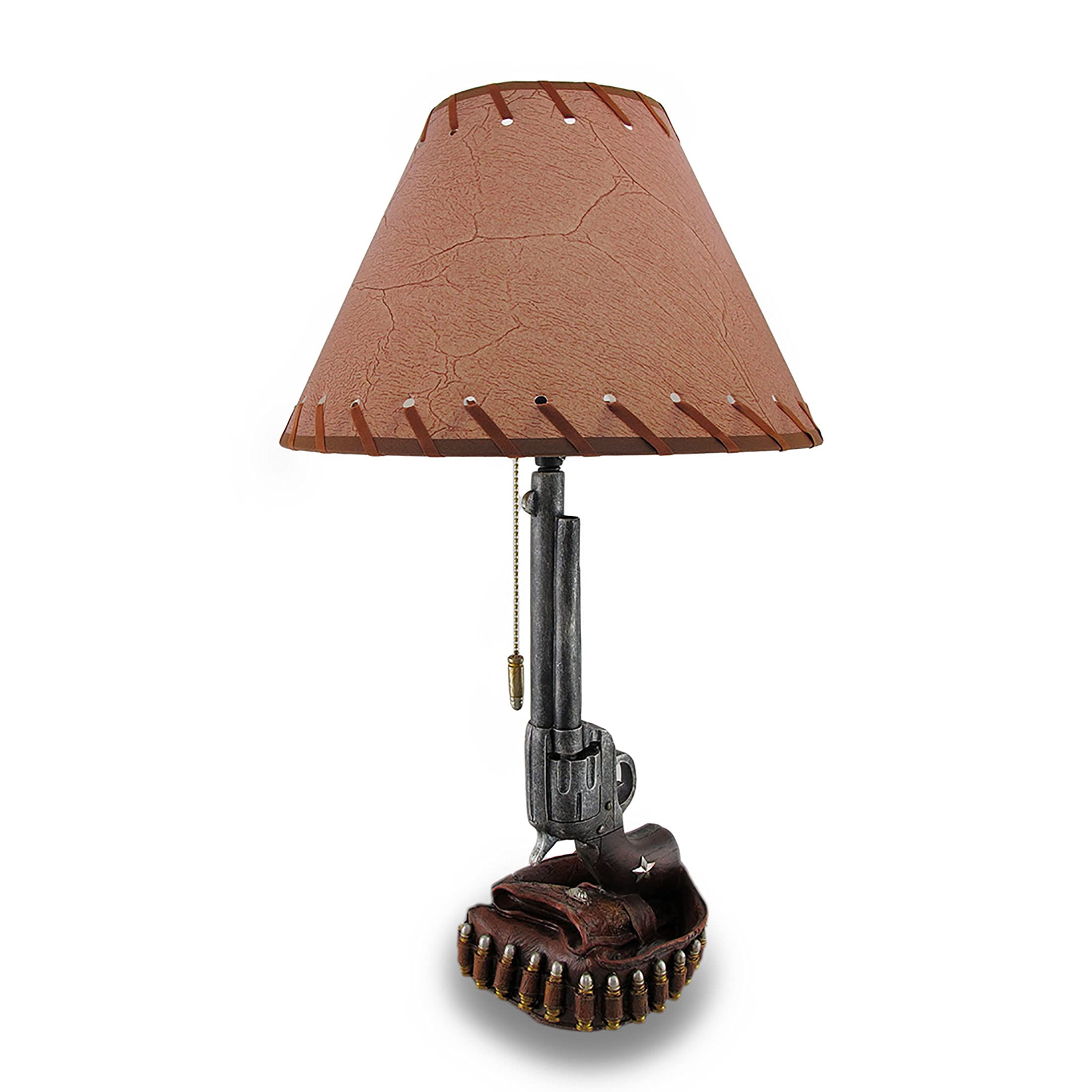 Zeckos Old West Six Shooter Revolver & Holster Table Lamp Set of 2 - Western Themed Home Decor for Living Room, Bedroom, or Cowboy Bar