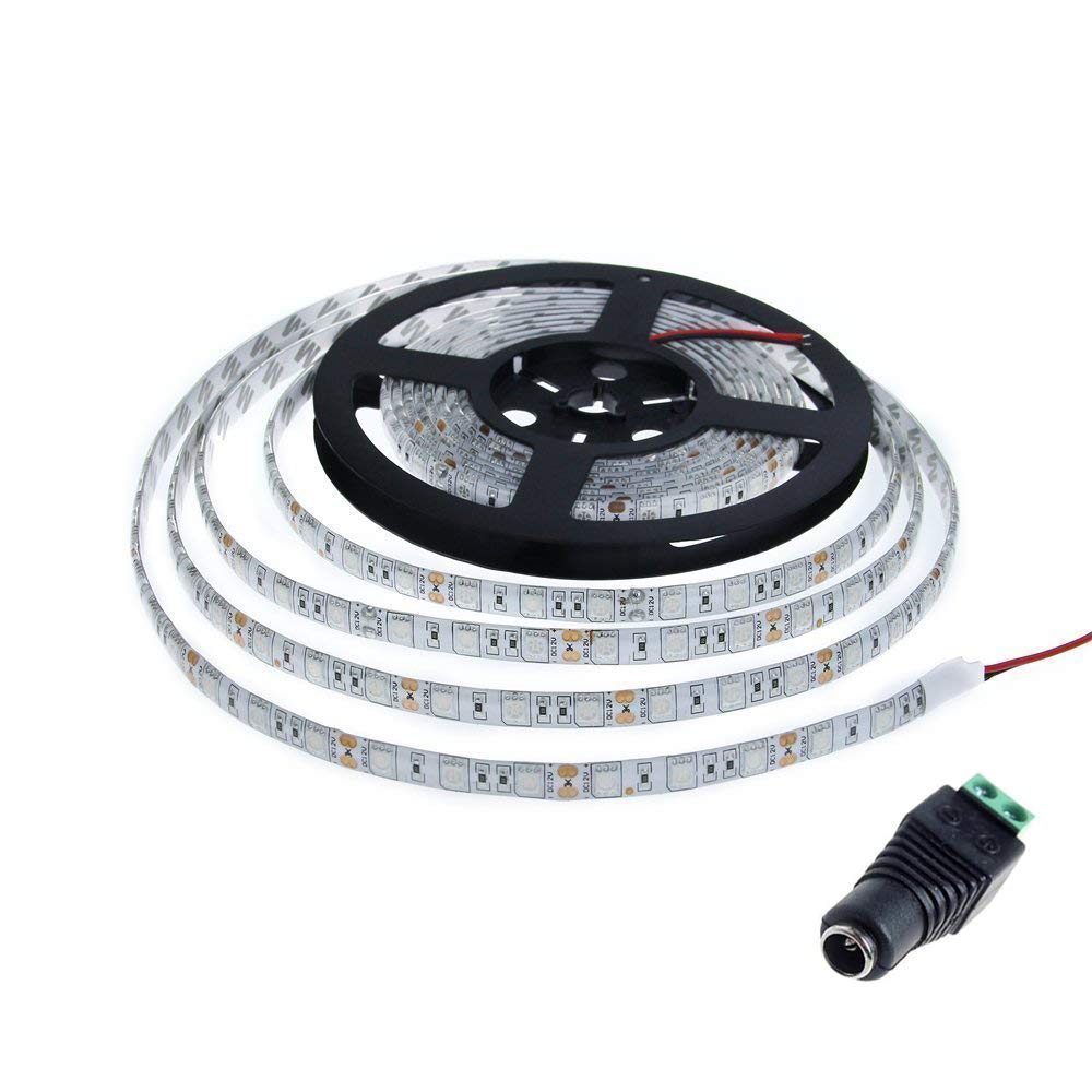 12V Blue LED Strip Light 16.4ft Waterproof Flexible Rope Light with 300 SMD5050 LEDs - Perfect for Home Decor, Bedroom, Party Lighting (12V Power Supply Not Included) - Create Stunning Ambiance for Weddings, Holidays & DIY Projects