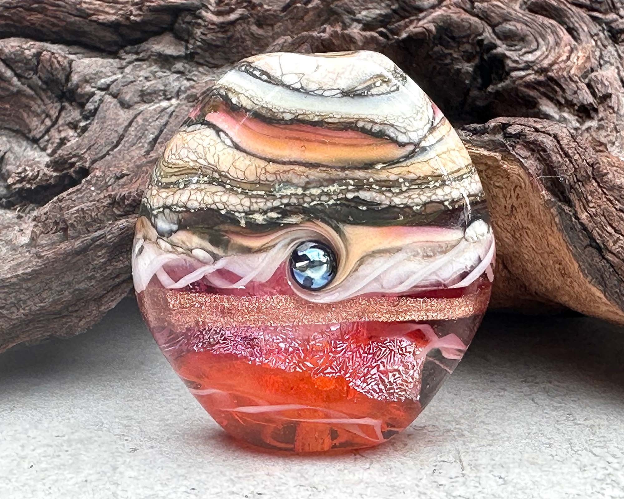 Handmade Sunset Organic Lampwork Glass Focal Bead SRA - Perfect for Jewelry Making, DIY Crafts & Beading Projects